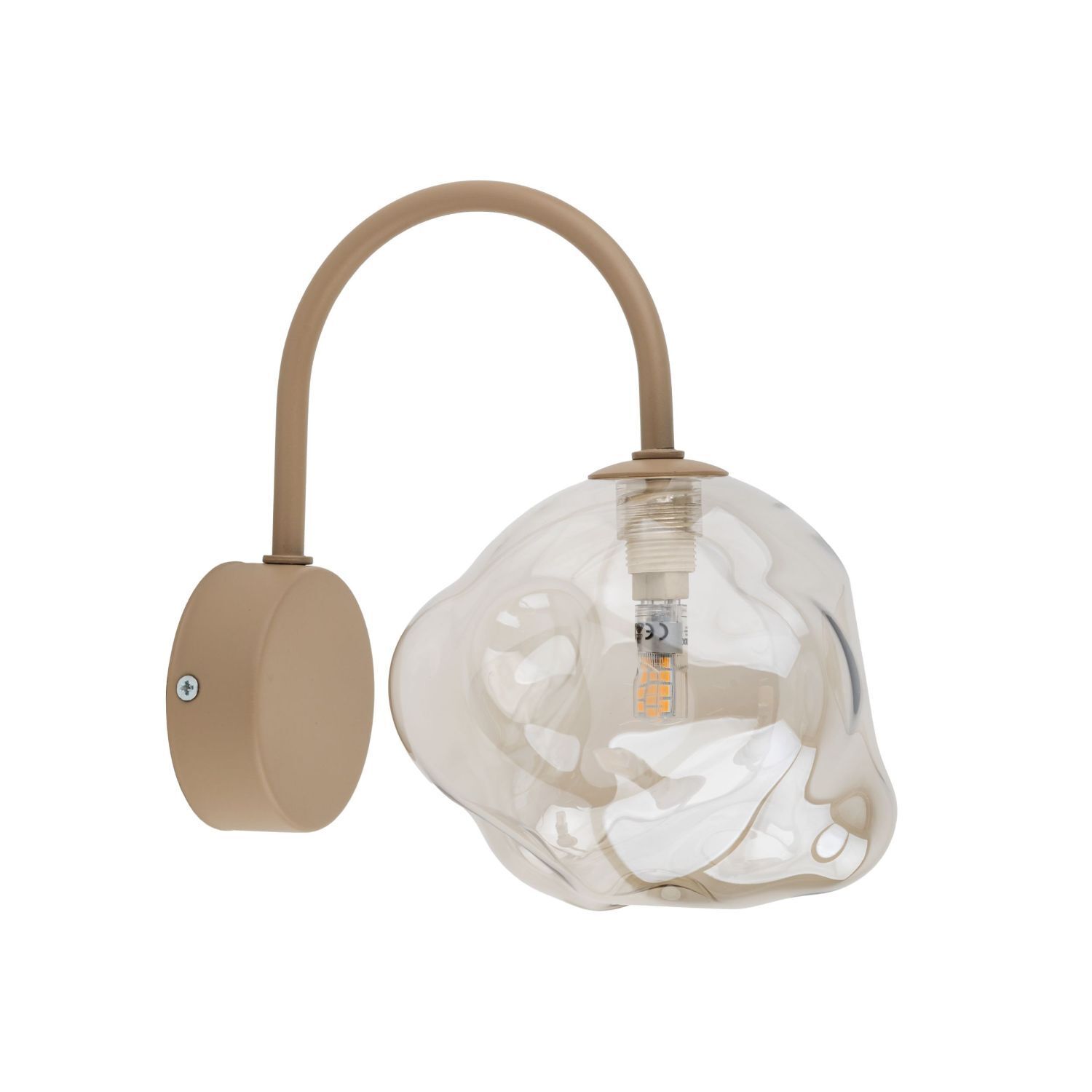 Wandleuchte Metall Beige G9 B:15 cm Glas Cognac