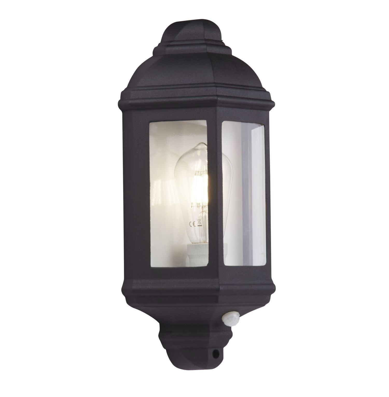 Lampe murale d'extérieur IP44 E27 noir détecteur de mouvement H : 36 cm