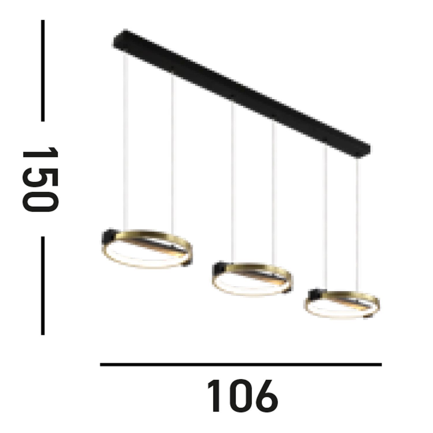 Lampe à suspendre LED fer en noir or 106 cm de long 35 W