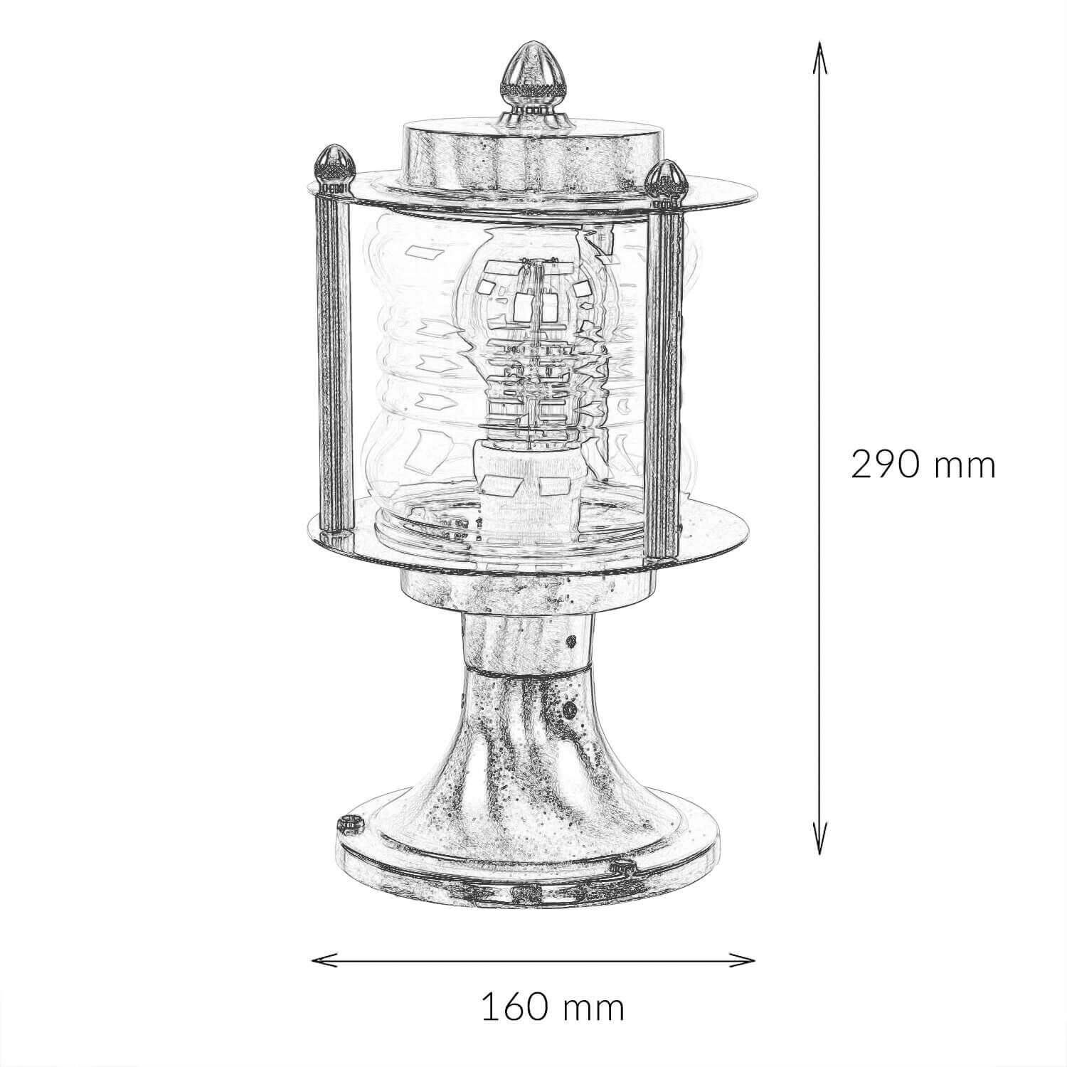 Eclairage de chemin de jardin en nickel laiton véritable H:29cm