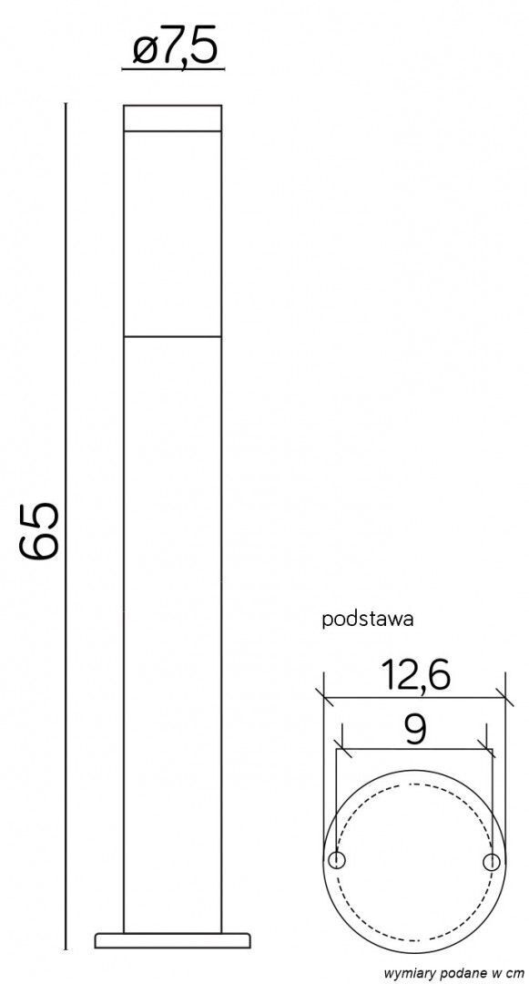 Lampe d'allée en acier inoxydable 65 cm IP44 faible éblouissement E27