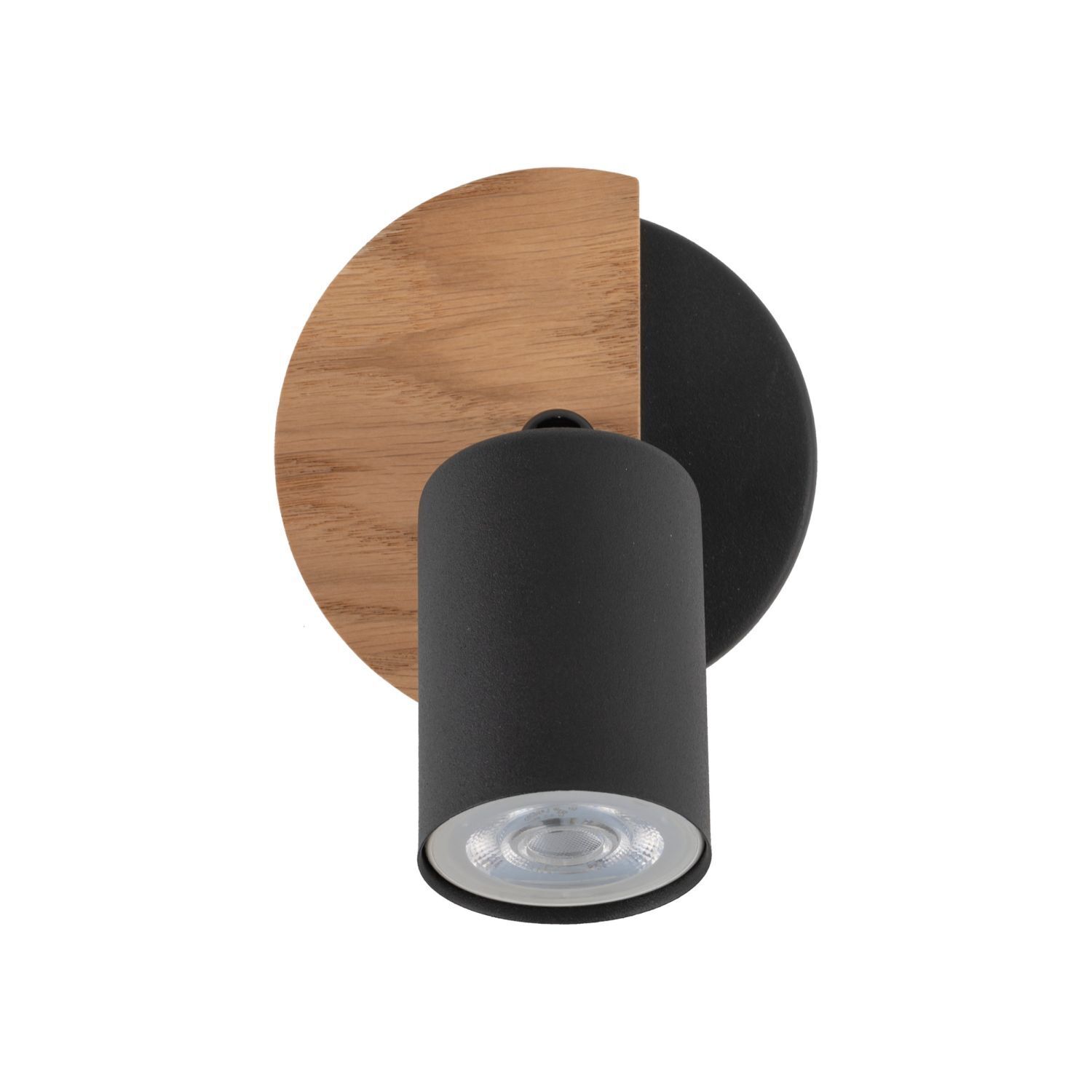 Spot métal bois orientable noir naturel GU10