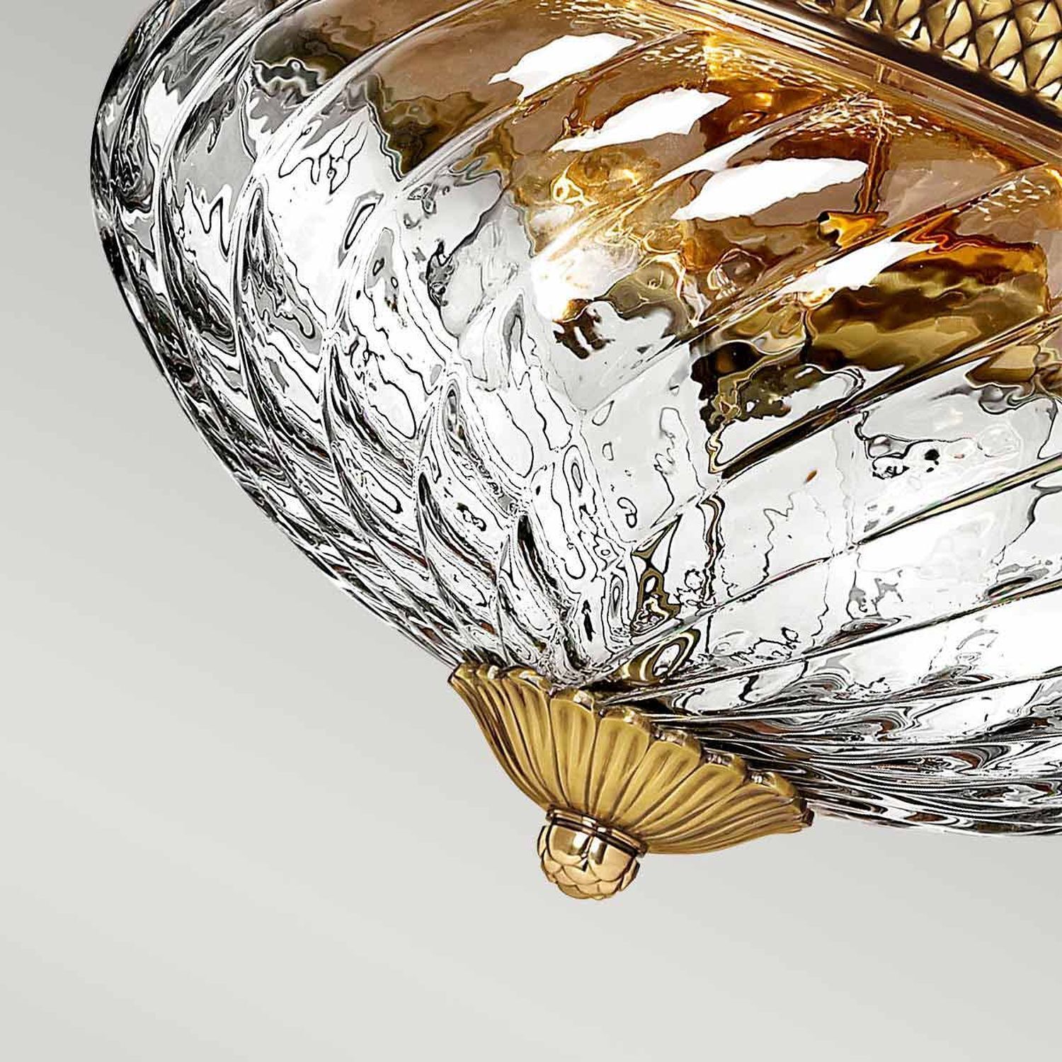 Deckenlampe Messing Glas rund D: 36,1 cm 3x E27 ANABELL 8 Glaslampe, Kristall, Kronleuchter, Goldakzente, Wand- oder Deckenleuchte