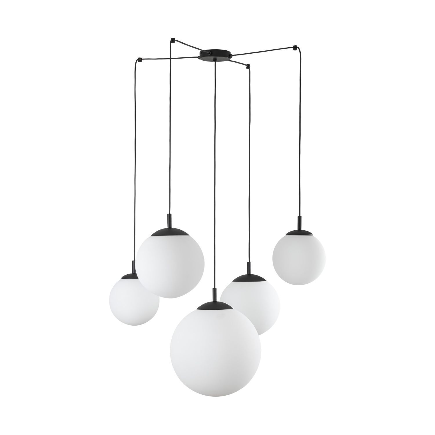 Suspension réglable L : max. 4 m verre métal 5x E27 Lampe, Kronleuchter