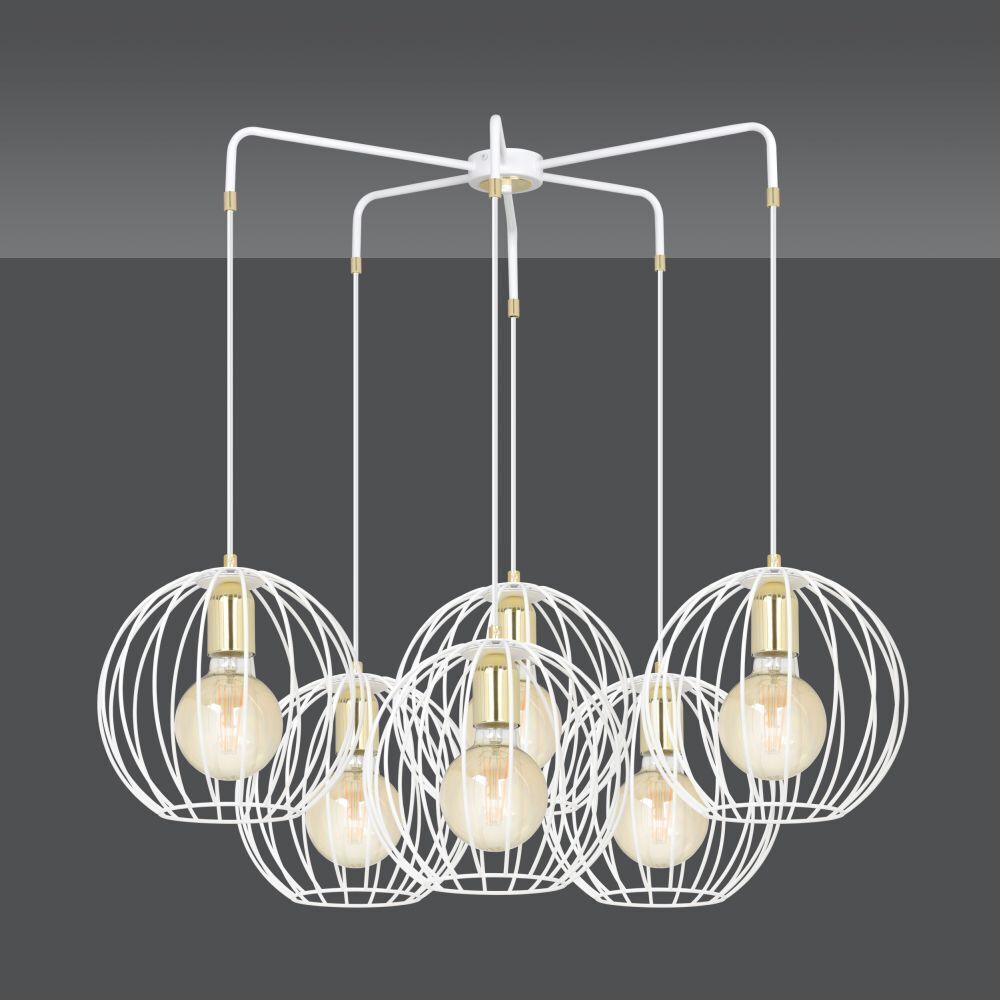Lampe à suspendre Rétro Blanc Métal Boule Abat-jour E27