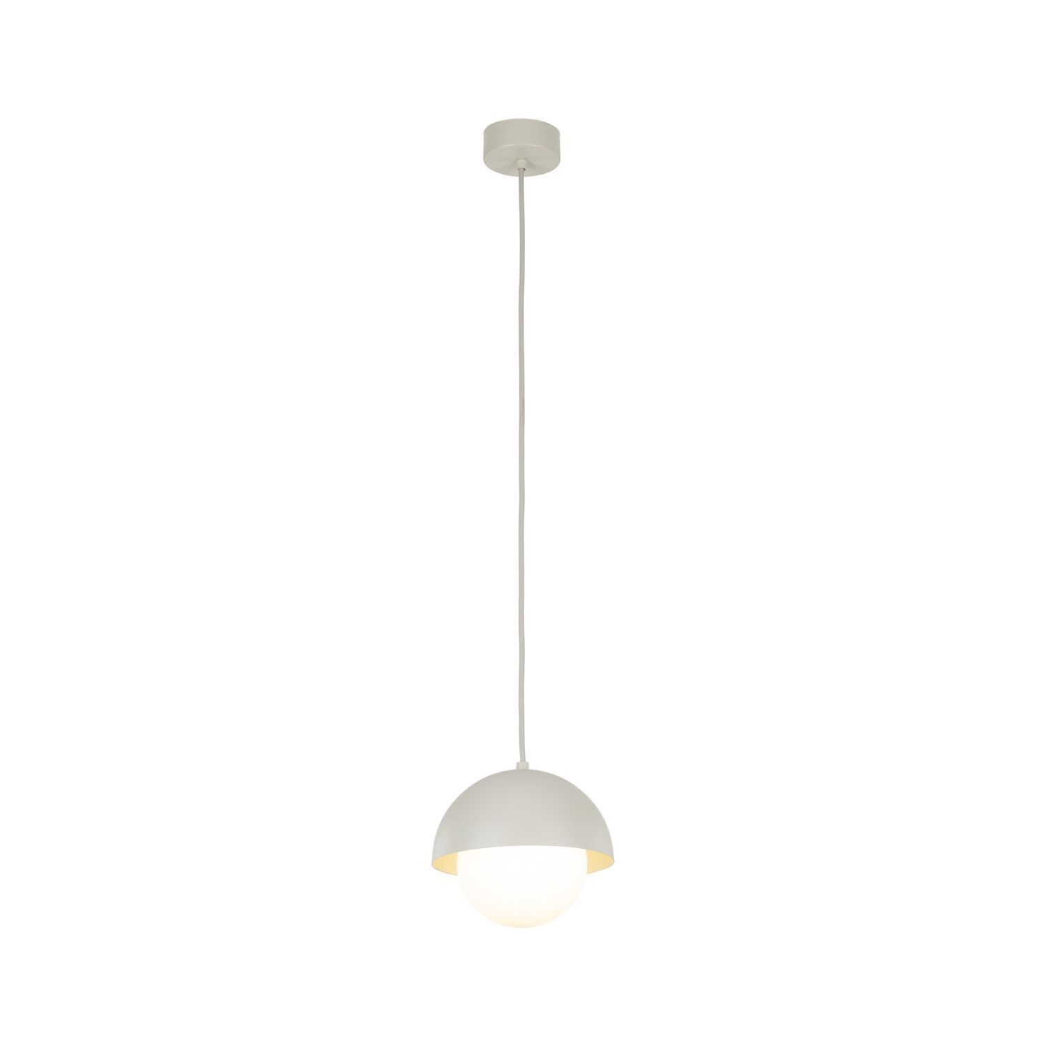 Lampe à suspendre Verre Métal Ø 17 cm Beige Blanc G9 Boule Abat-jour