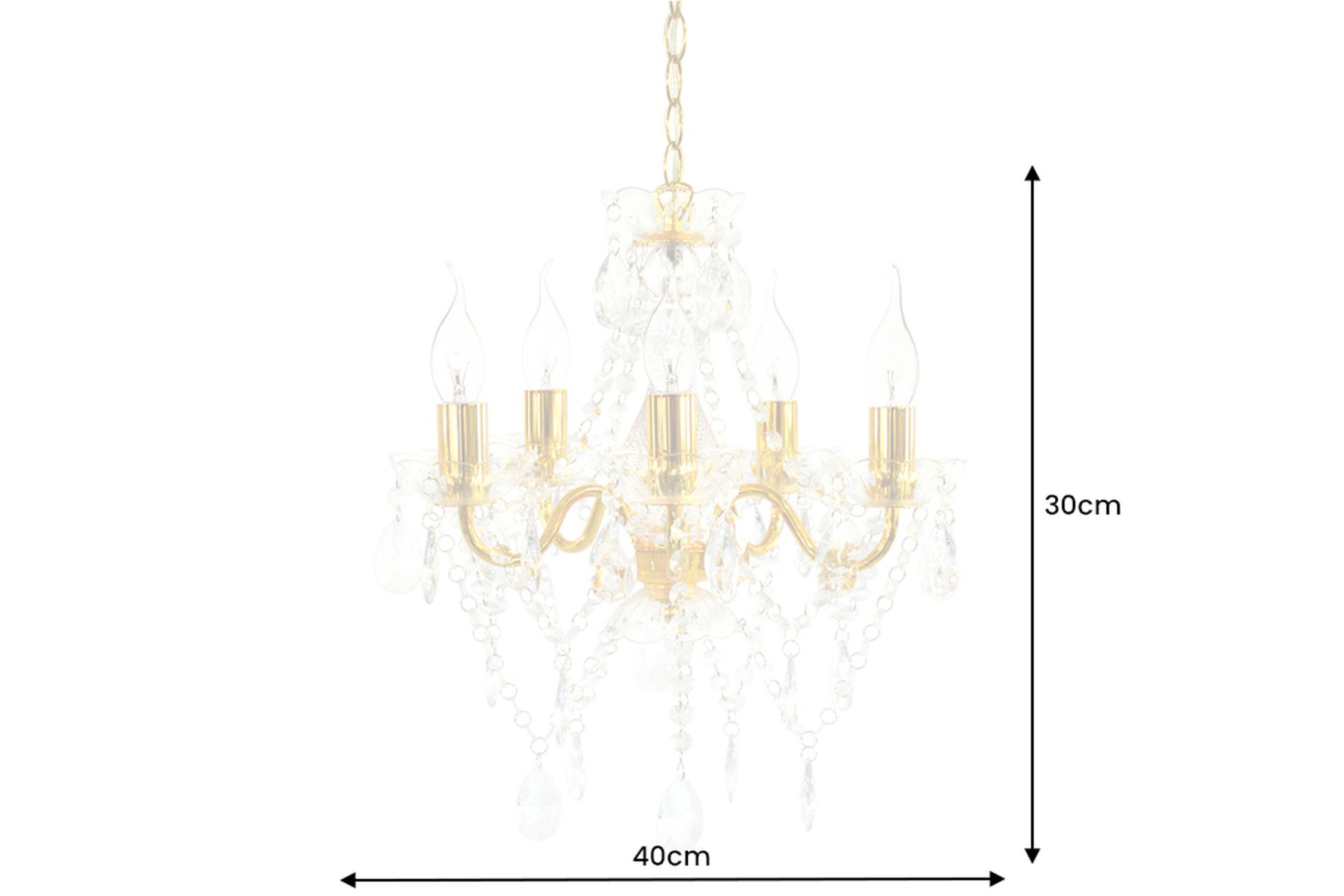 Kronleuchter Metall Acryl Kerzen 5-flammig E14 Leuchter, Lampe