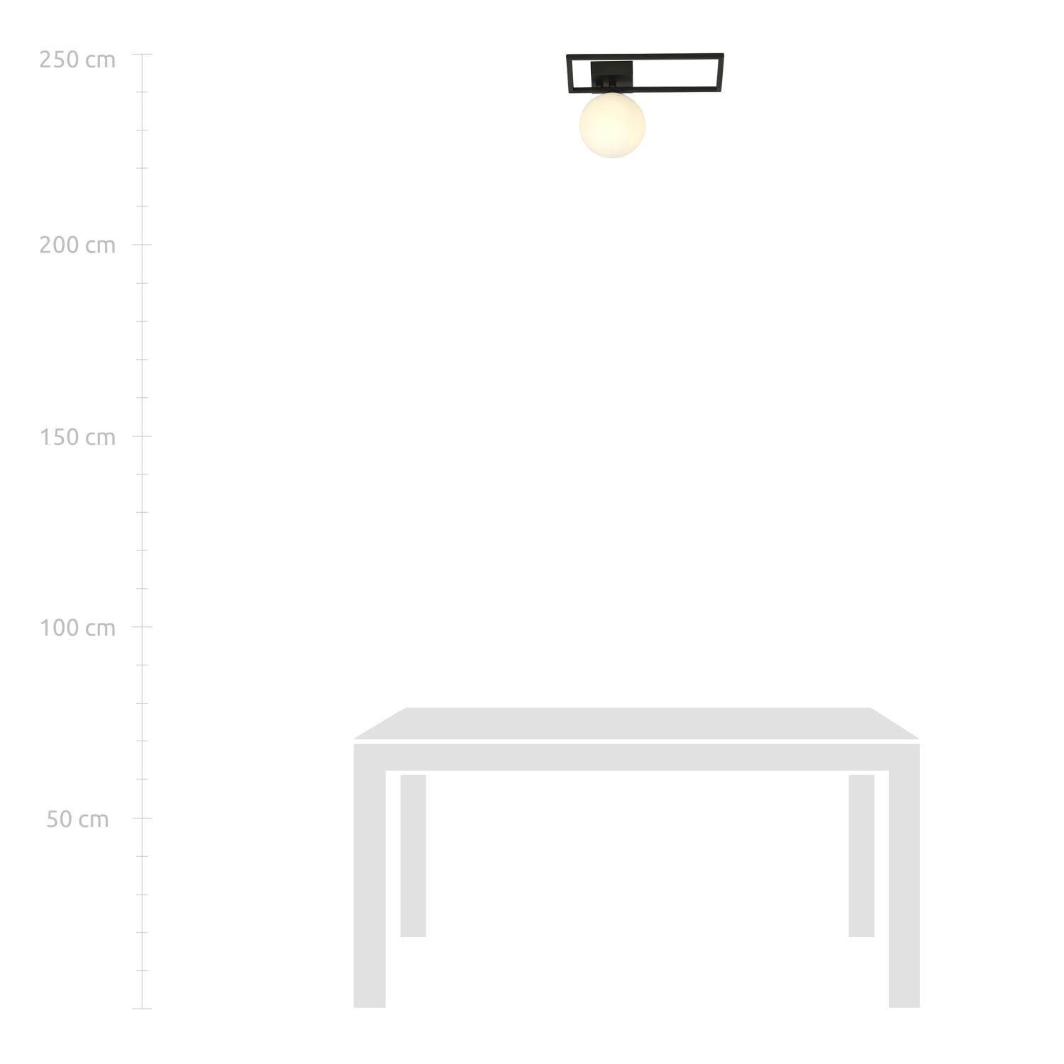Plafonnier Noir Blanc E14 30 cm Abat-jour sphérique Verre Métal