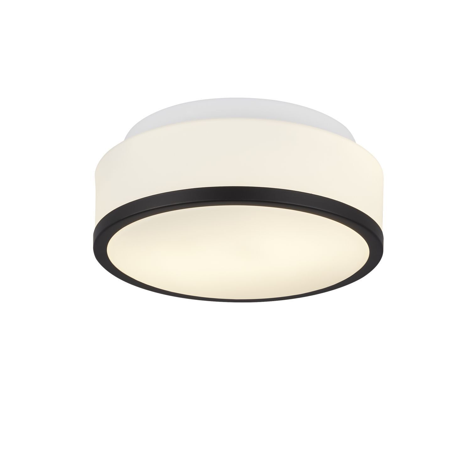 Plafonnier de salle de bain Ø 23 cm rond verre blanc noir IP44