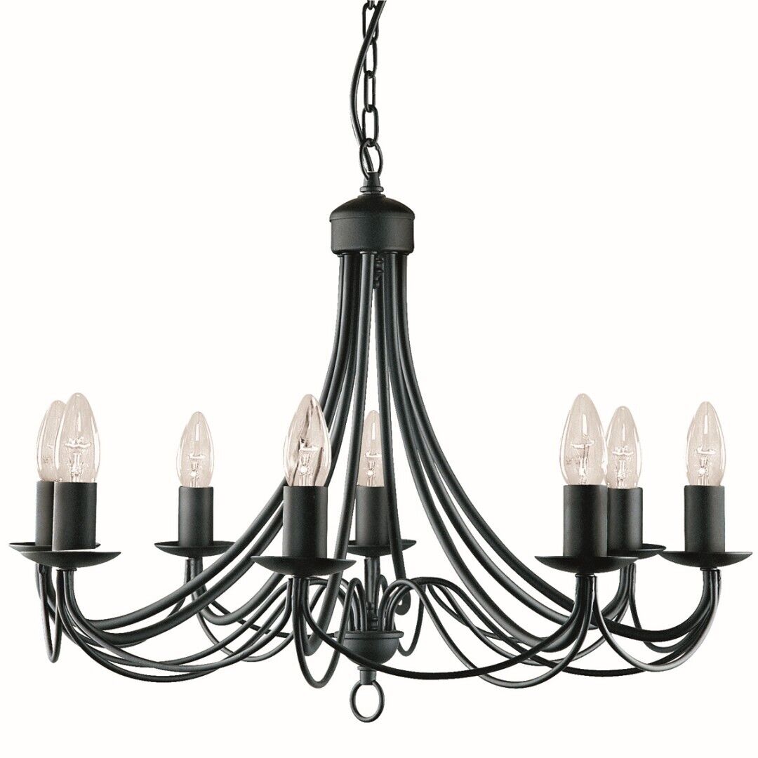 Lustre en noir mat 8-flmg.
