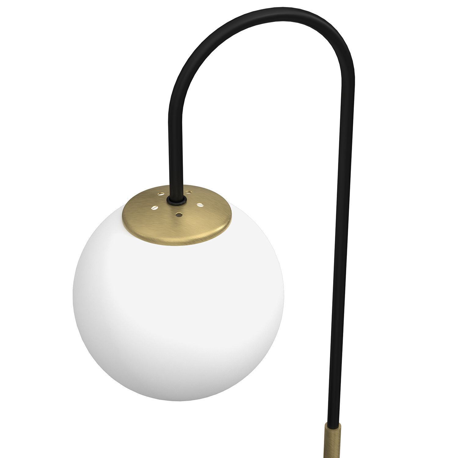 Lampe de chevet métal verre 52 cm noir blanc laiton