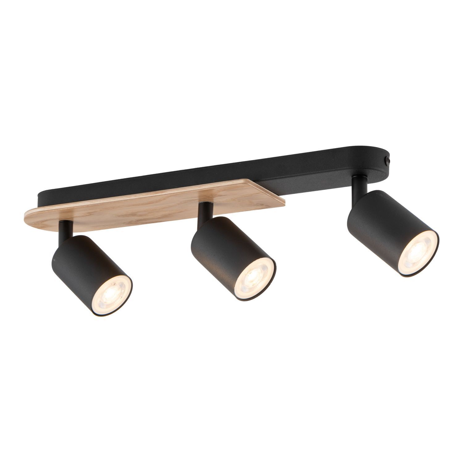 Spot à poser 3 flammes GU10 51 cm Métal Bois Moderne