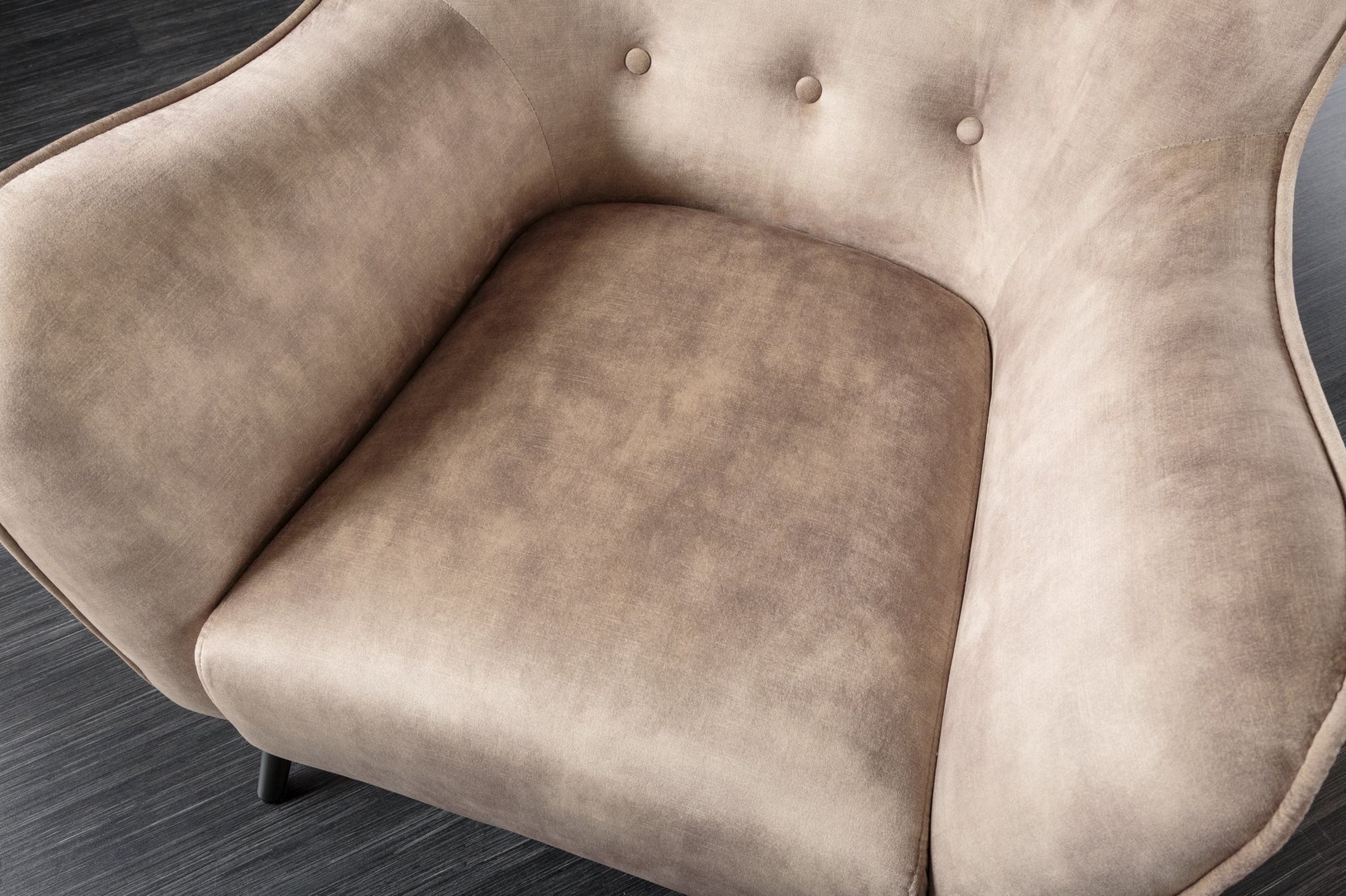Ohrensessel Samt Beige Creme mit Armlehne Chesterfield Moebel, Stuhl, Sessel, Person