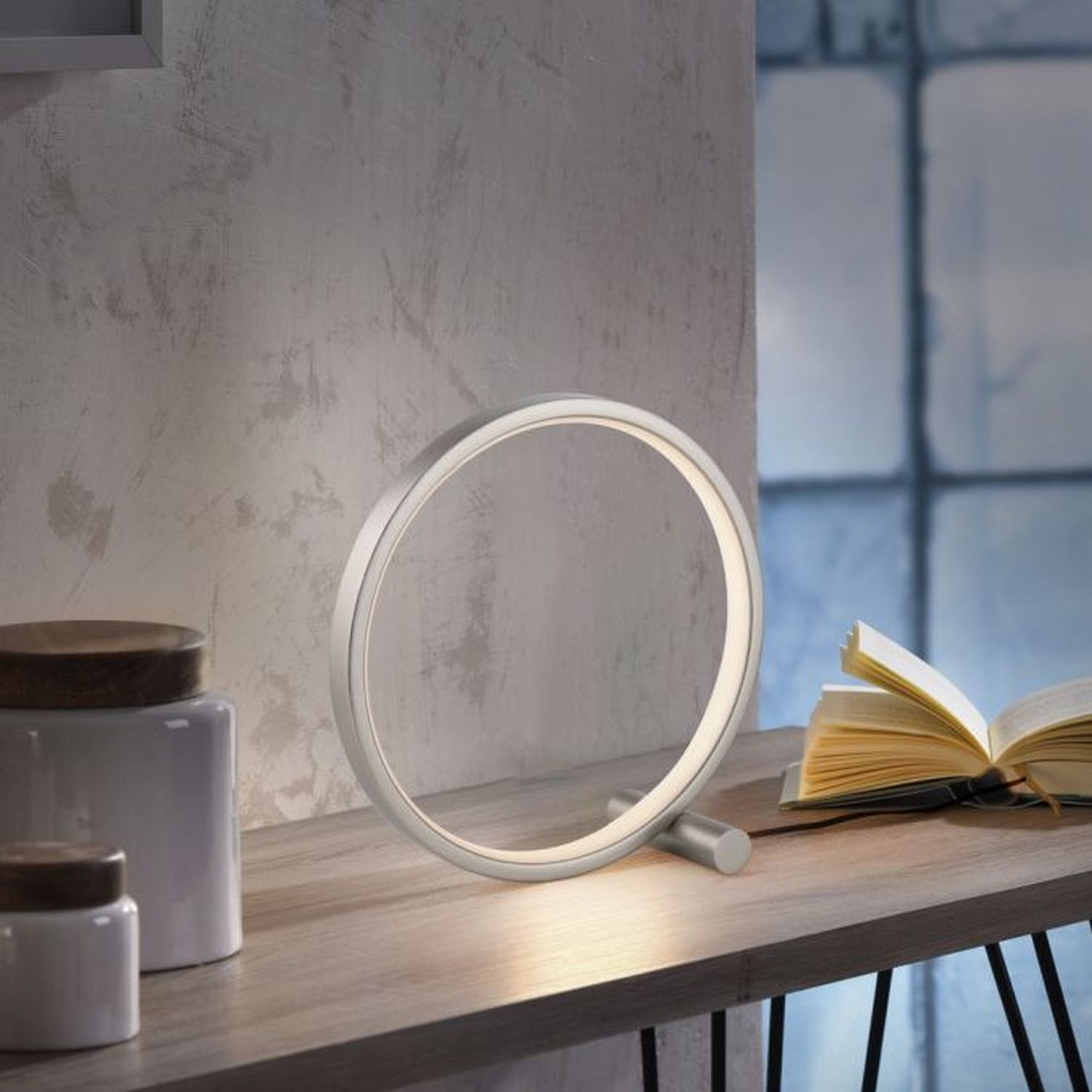 Lampe de table LED Argent Métal Anneau H:25,5 cm 3000 K 10 W