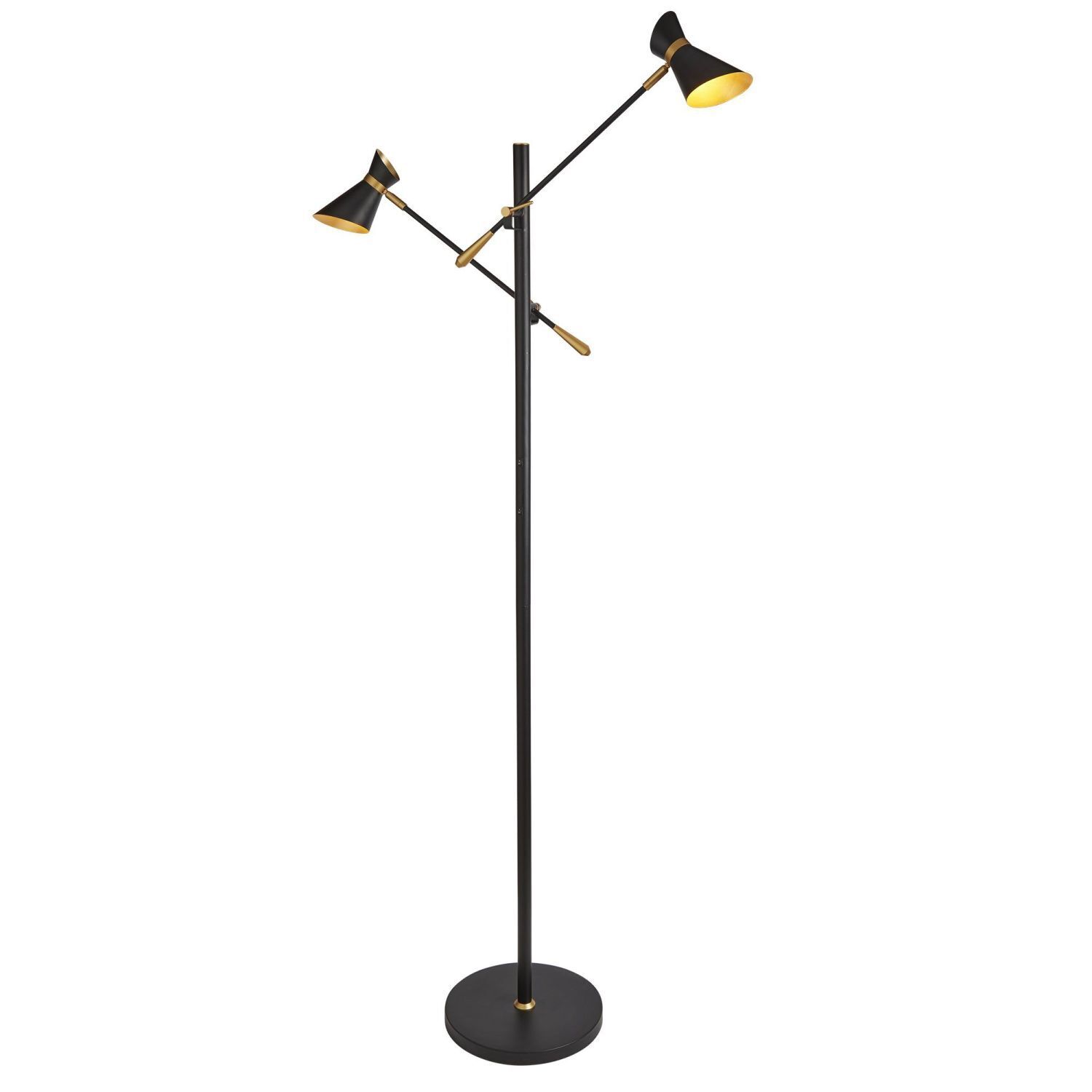 Lampadaire LED 3000K 160 cm orientable Métal noir or