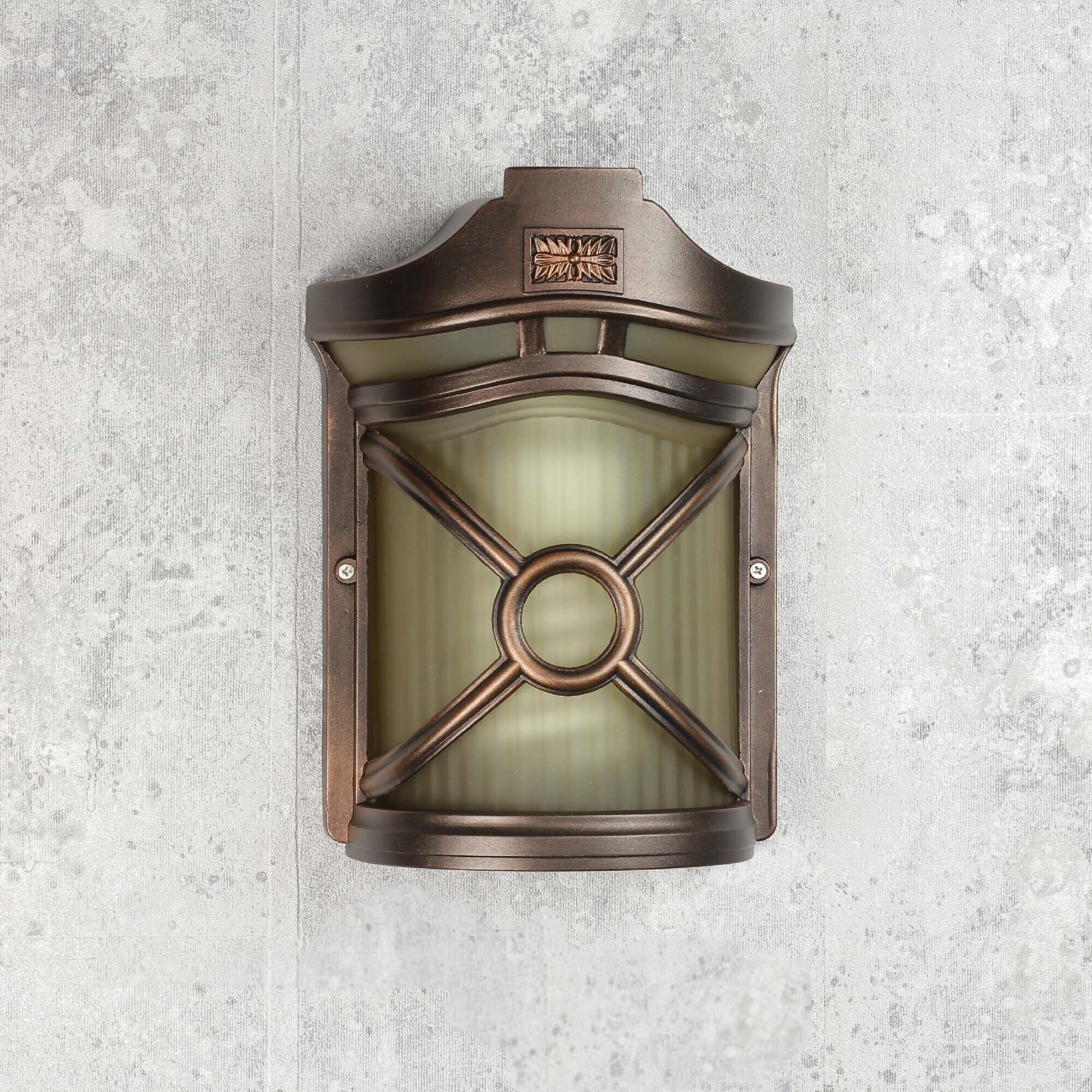 Applique murale extérieure rustique marron antique verre cannelé Applique murale extérieure rustique marron antique verre cannelé