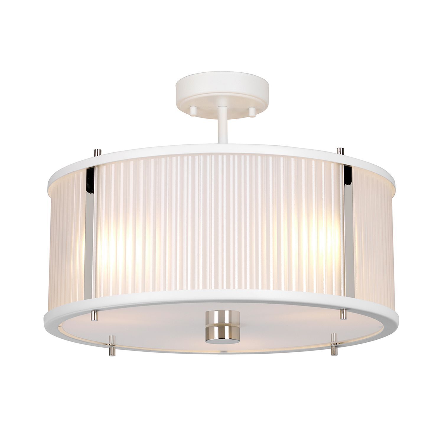 Lampe à suspendre Blanc Verre Métal Ø40cm rond Art Nouveau