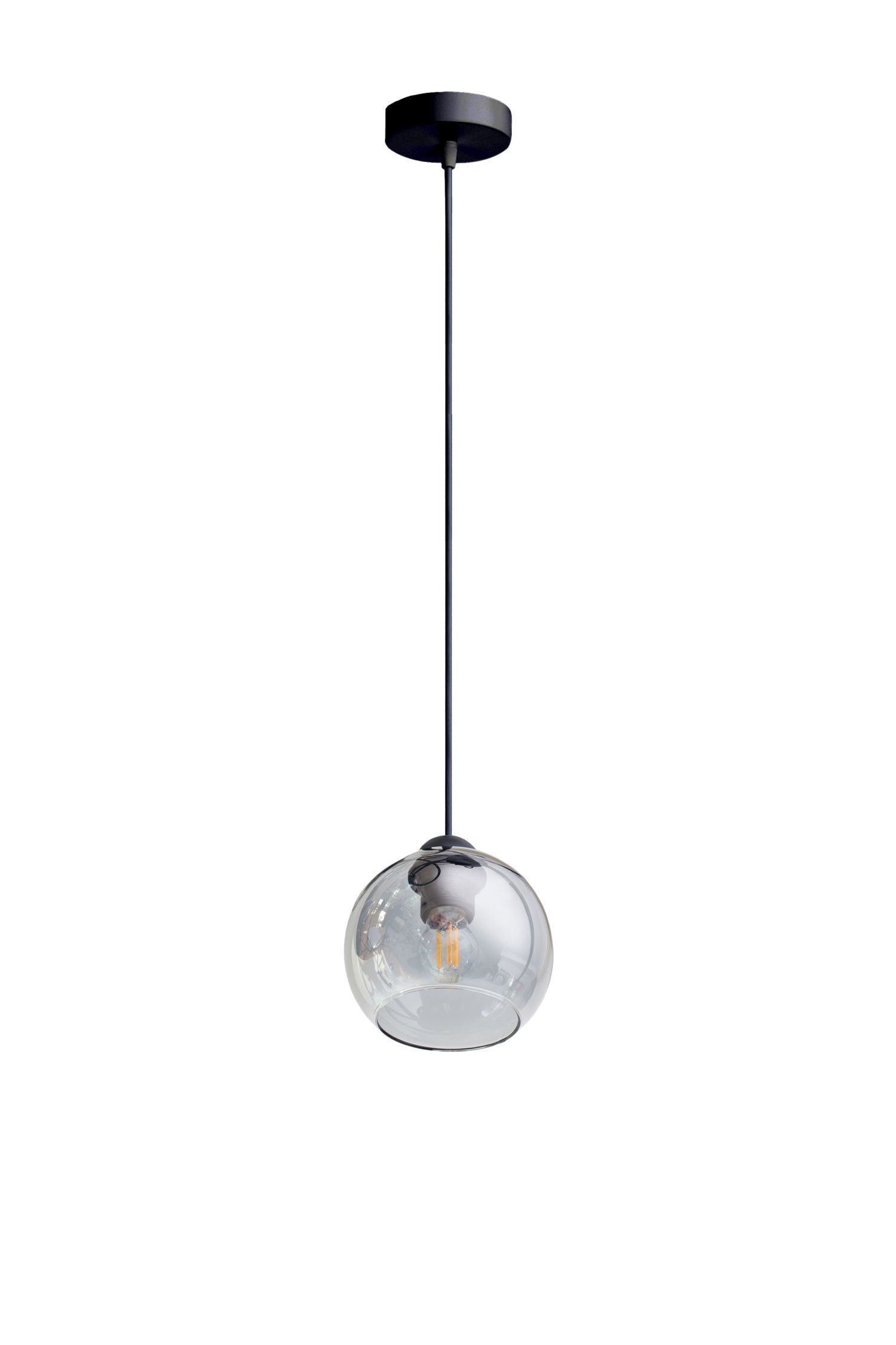 Suspension noire verre fumé métal rond Ø12 cm