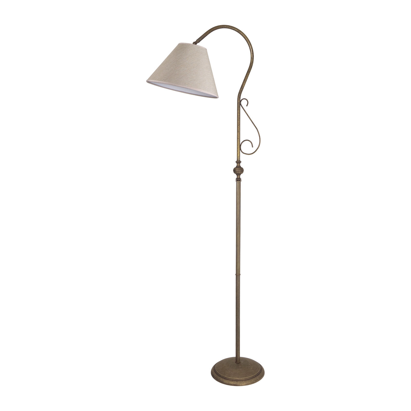 Grand lampadaire 190 cm E27 pivotant laiton tissu rustique