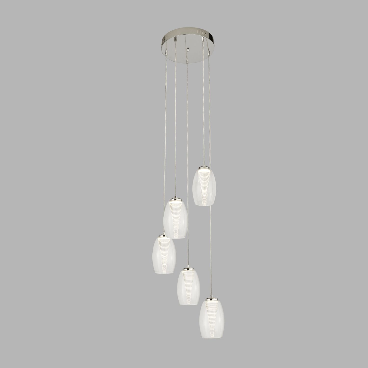 Lampe LED suspendue verre 5 flammes H : max. 150 cm réglable