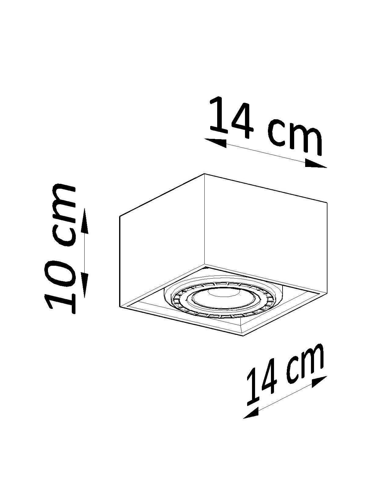 Spot lampe bois carré L : 14 cm petit plat GU10