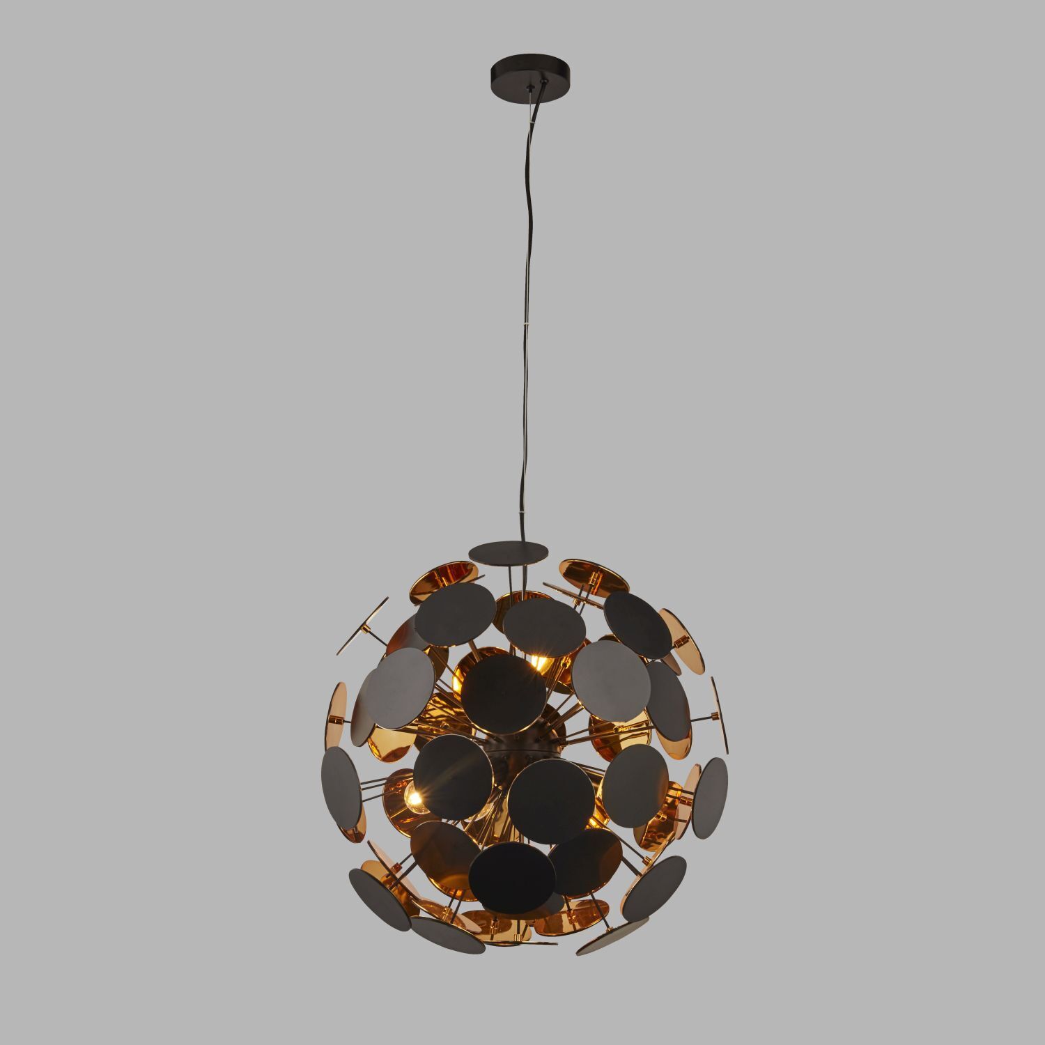 Suspension ronde Ø 54 cm métal noir or 6x E14