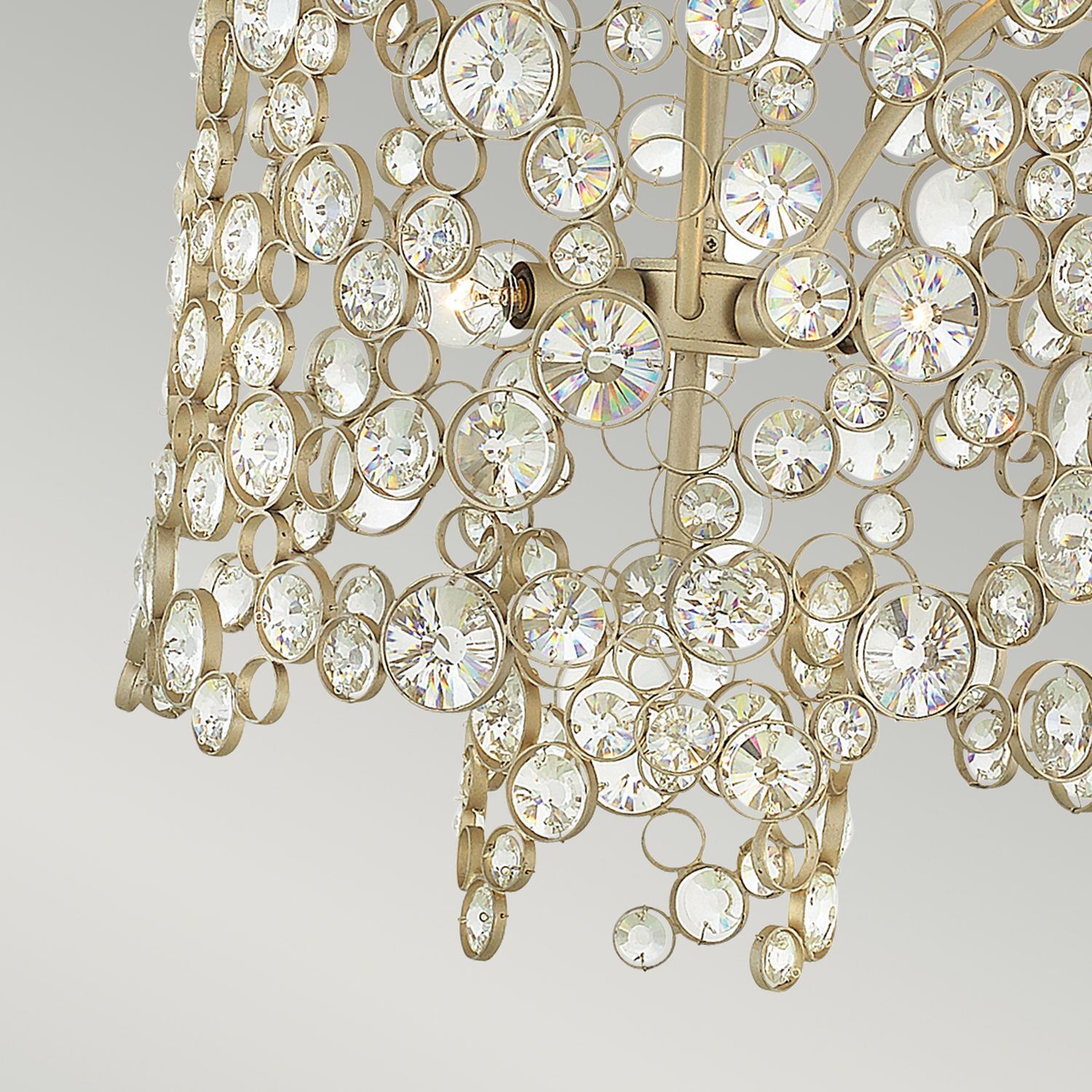 Lampe à suspendre cristal métal en feuille d'argent THYMI