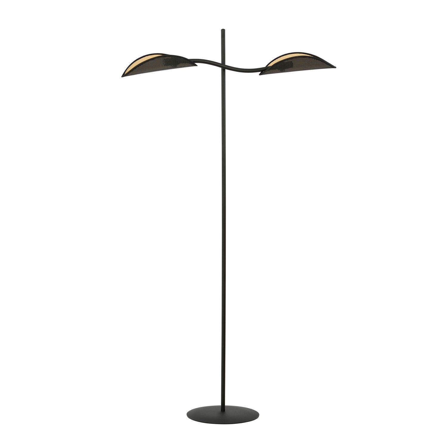 Lampadaire tissu métal 150 cm petit bras pivotant noir or