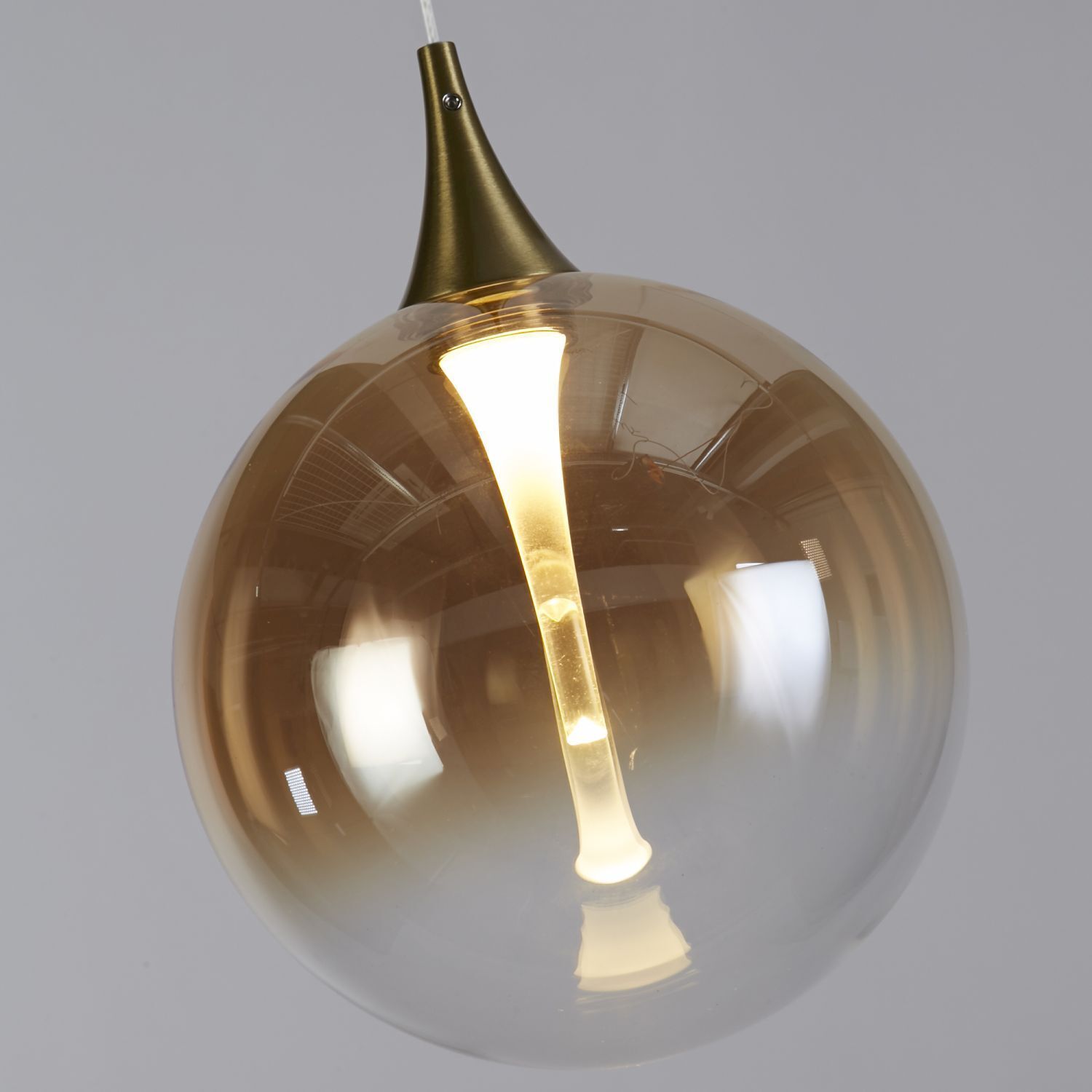 LED Hängelampe Glas 68 cm 83000 K Schwarz Bernstein Glühbirne, Hängeleuchte, Kugel/Glas, E27, Bronzefarben