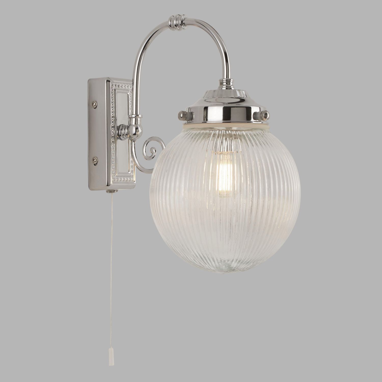 Applique murale avec interrupteur IP44 chrome blanc Abat-jour sphérique Salle de bain