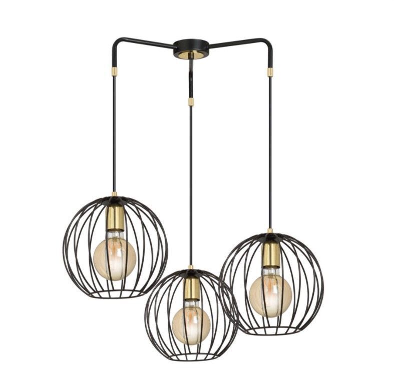 Lampe à suspendre noire ajustable 3 flammes E27 Retro
