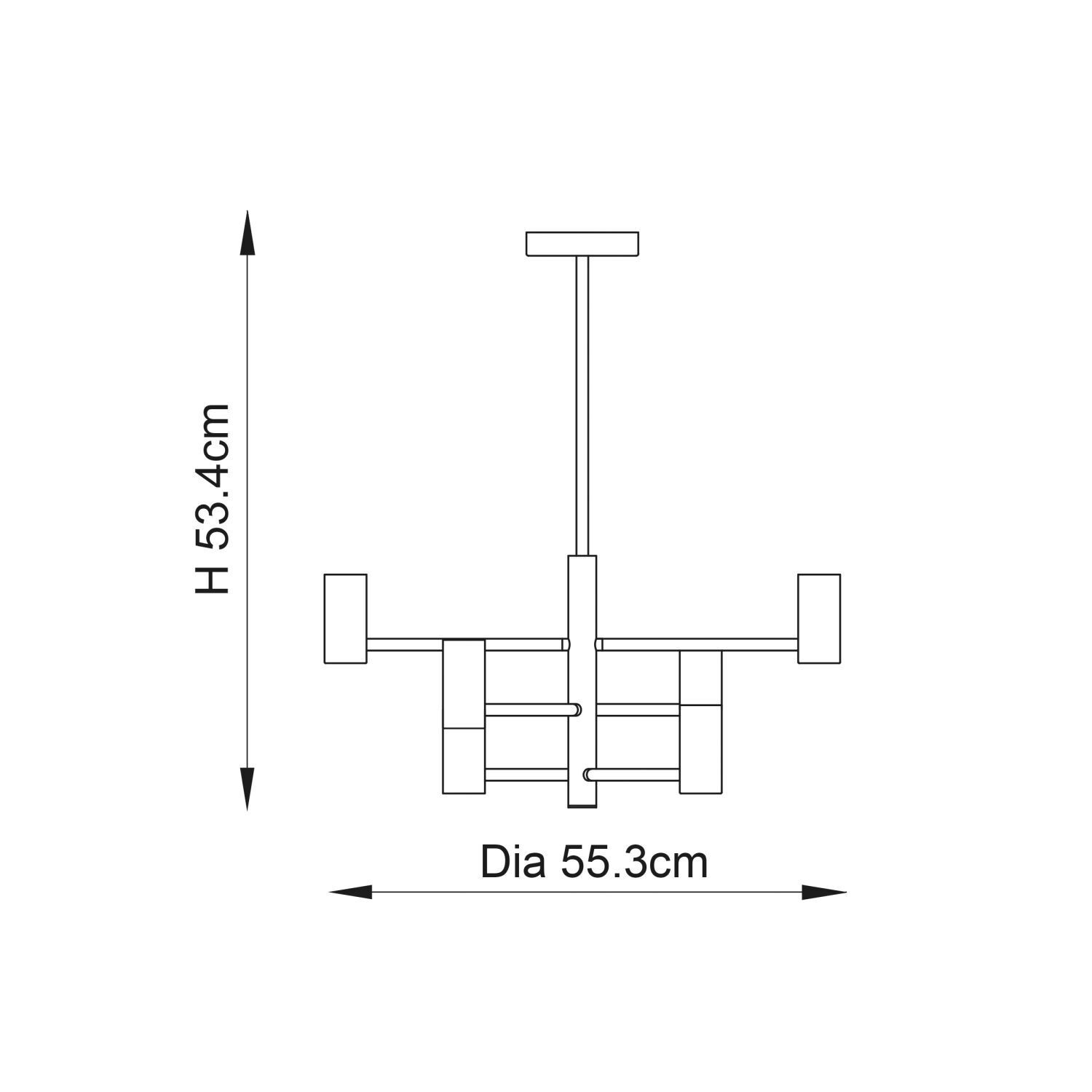 Lampe de plafonnier métal noir L : 55,3 cm minimaliste 6x E27