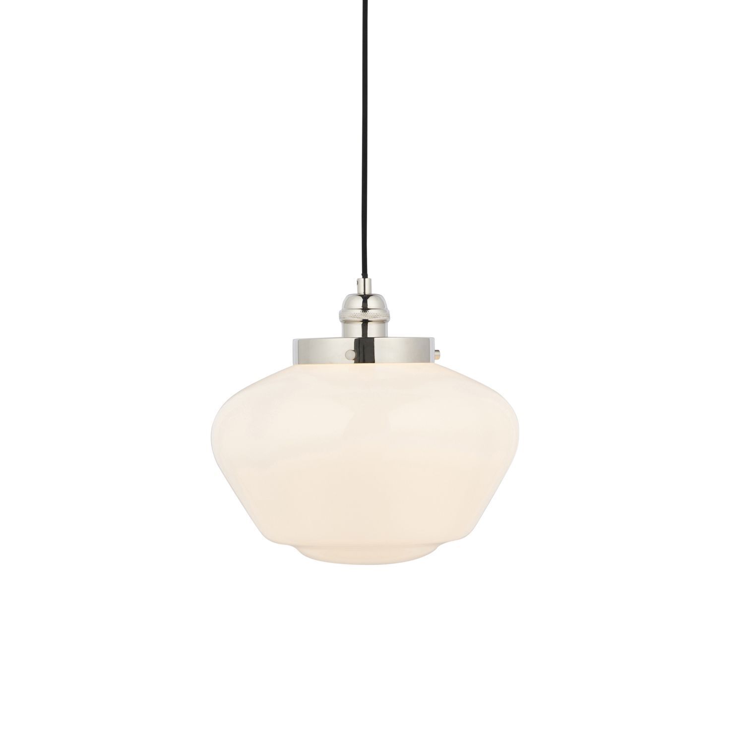 Lampe à suspendre vintage chrome blanc en verre métal Ø 30 cm E27