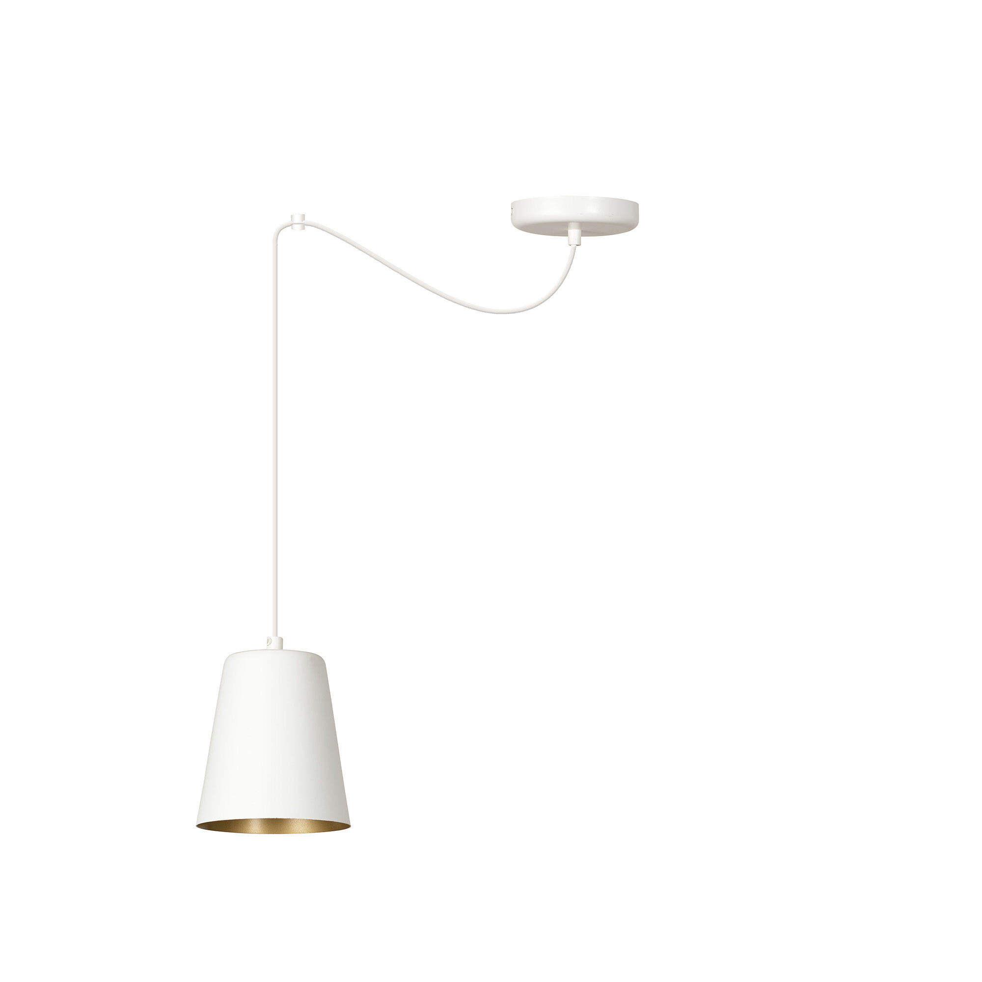 Lampe à suspendre avec abat-jour blanc or métal rétro E27