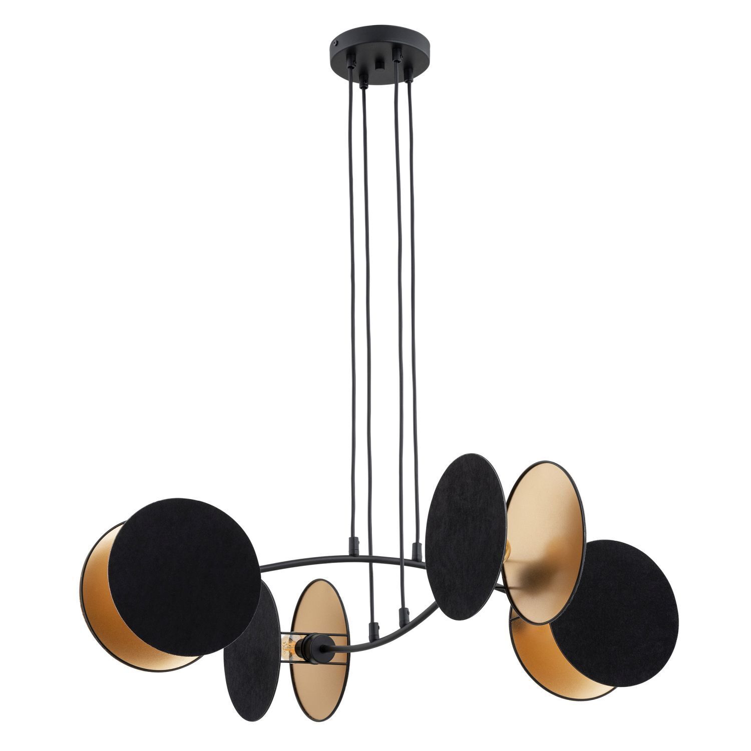 Suspension Noir Or L : 82 cm réglable Tissu Métal