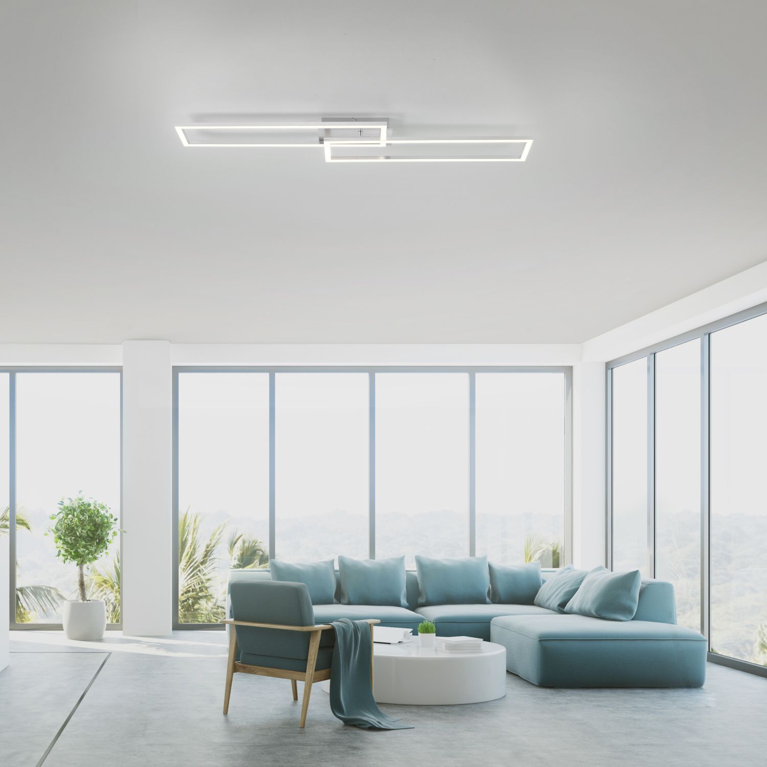 Plafonnier LED à intensité variable en acier 3000 K L:102 cm