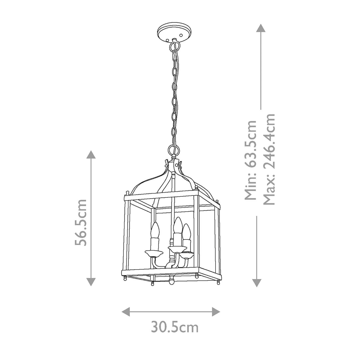 Suspension en métal 30,5 cm de large H : max. 246,4 cm 3x E14 Lampe, Kronleuchter