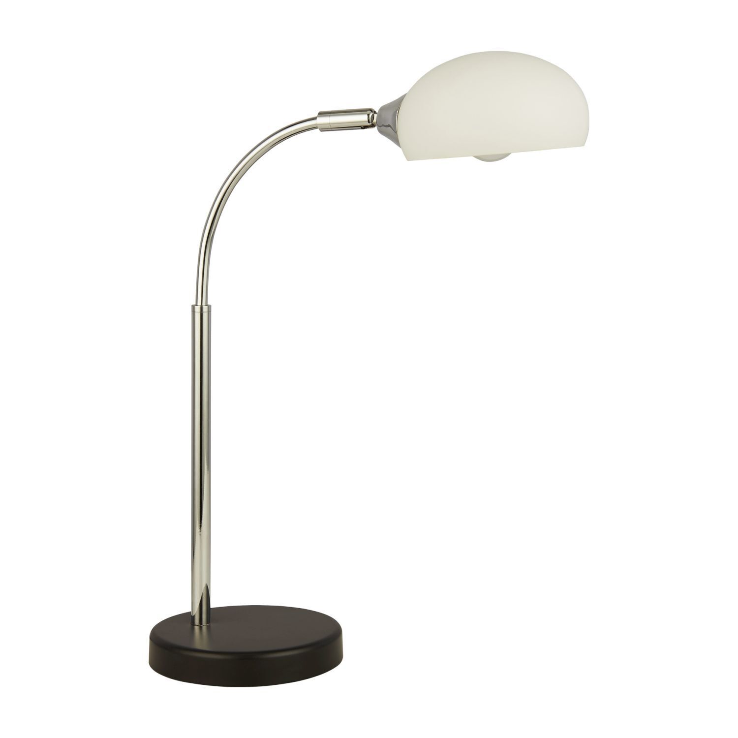 Lampe de bureau verre métal H : 49 cm blanc chrome réglable