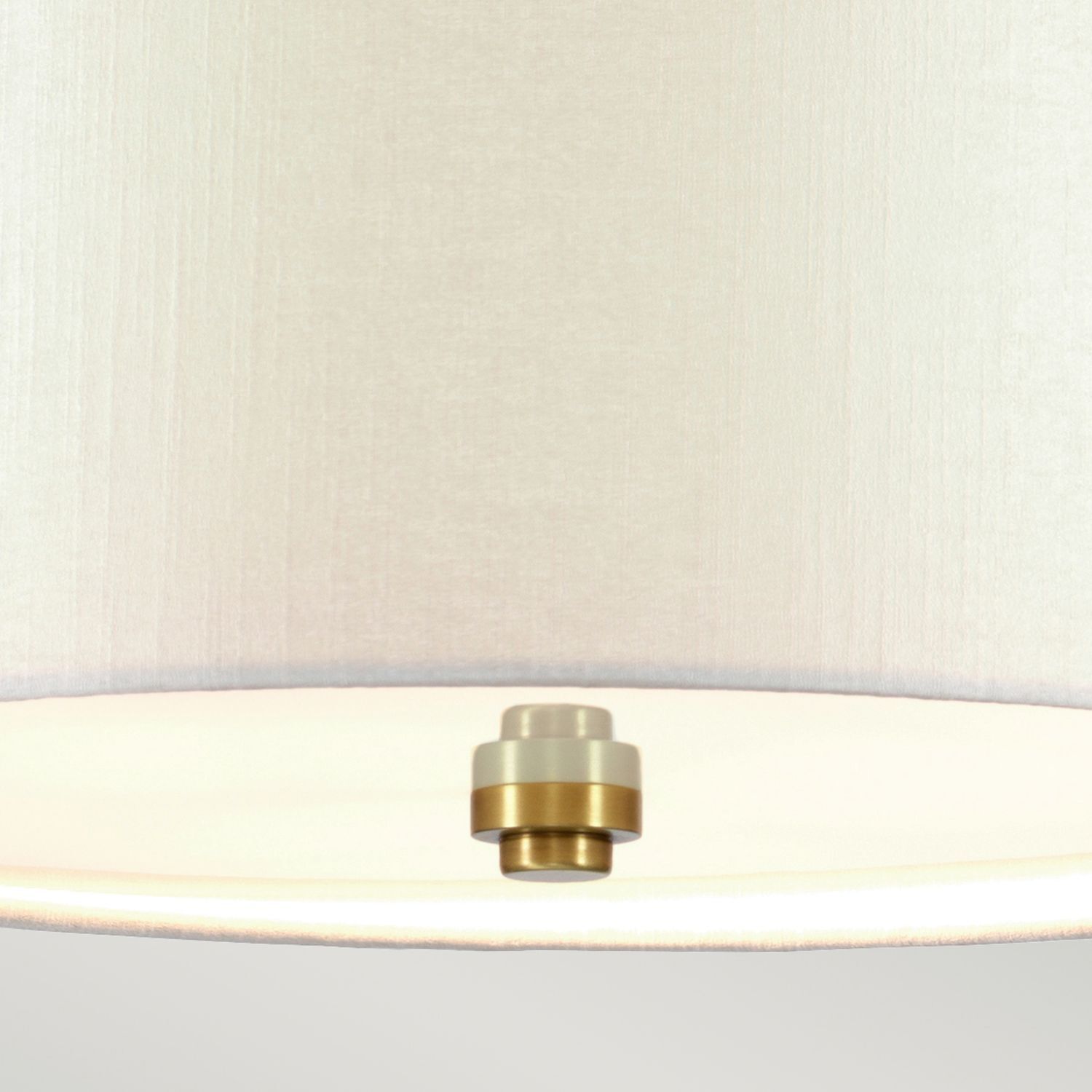 Deckenleuchte Stoff Schirm in Creme Messing rund Ø56cm Lampe, Leuchte