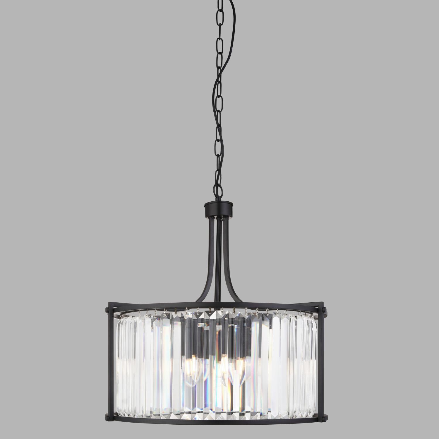 Lampe à suspendre ronde Ø 50 cm cristal Art Déco noir transparent