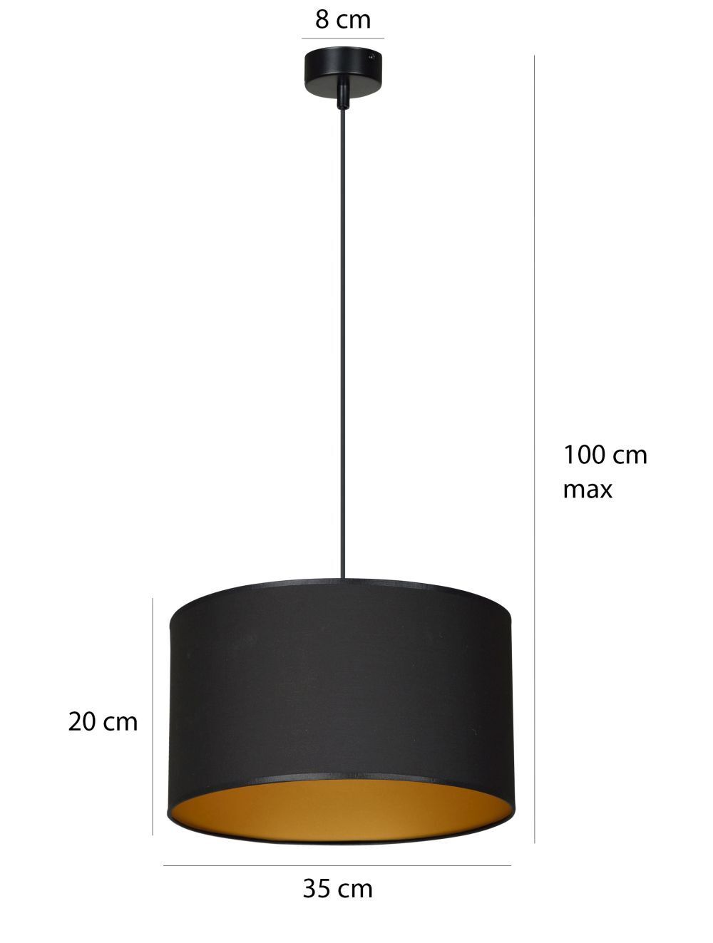 Suspension Noir Or Tissu Ø35cm YENNA Salon