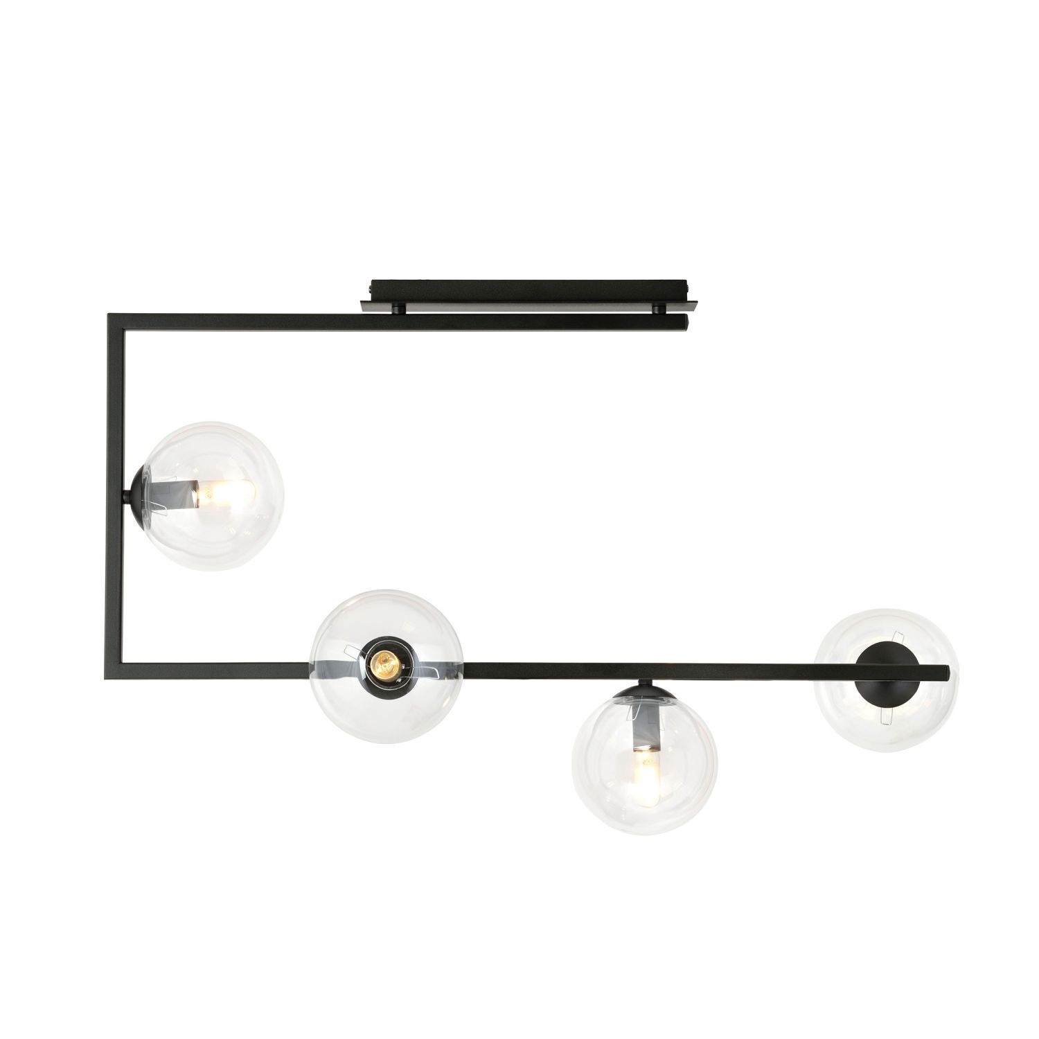 Plafonnier verre métal 83 cm de long noir E14 4 flammes Leuchte, Deckenleuchte, Zimmer, Duscharmatur, Lampe