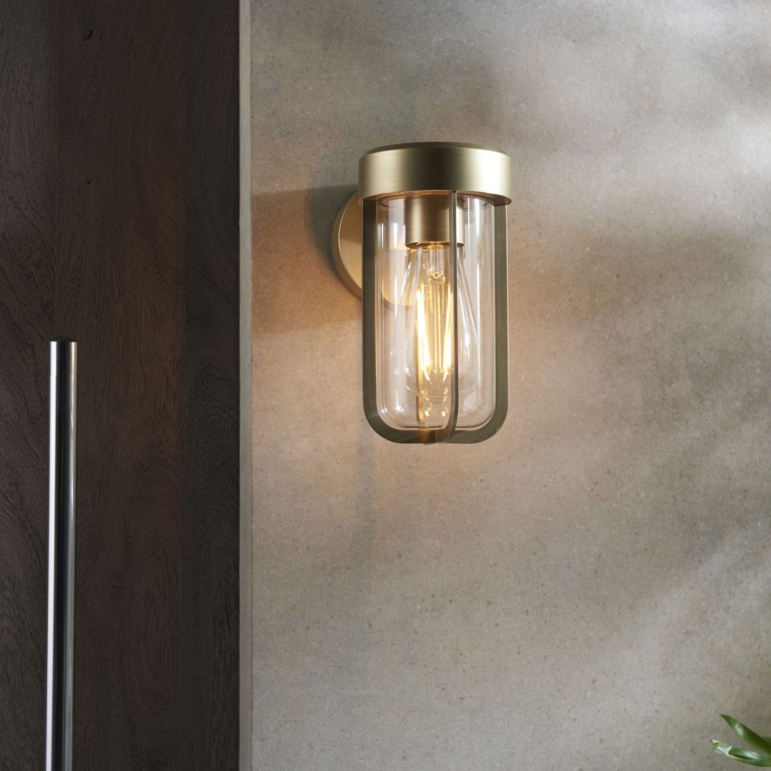 Applique murale extérieure E27 aluminium verre IP44 20,8 cm de haut en or