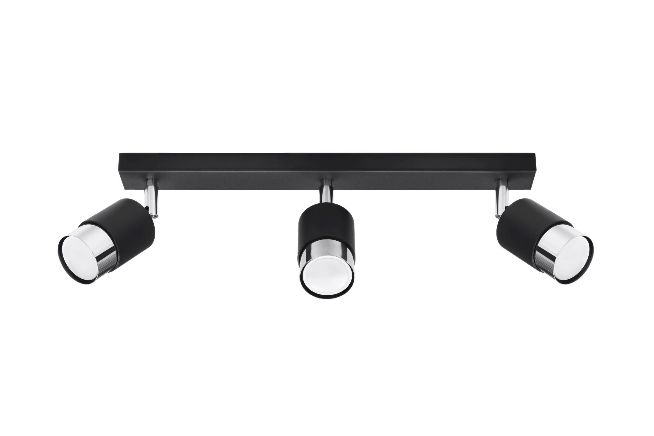 Plafonnier 3 flammes 45 cm noir chrome orientable