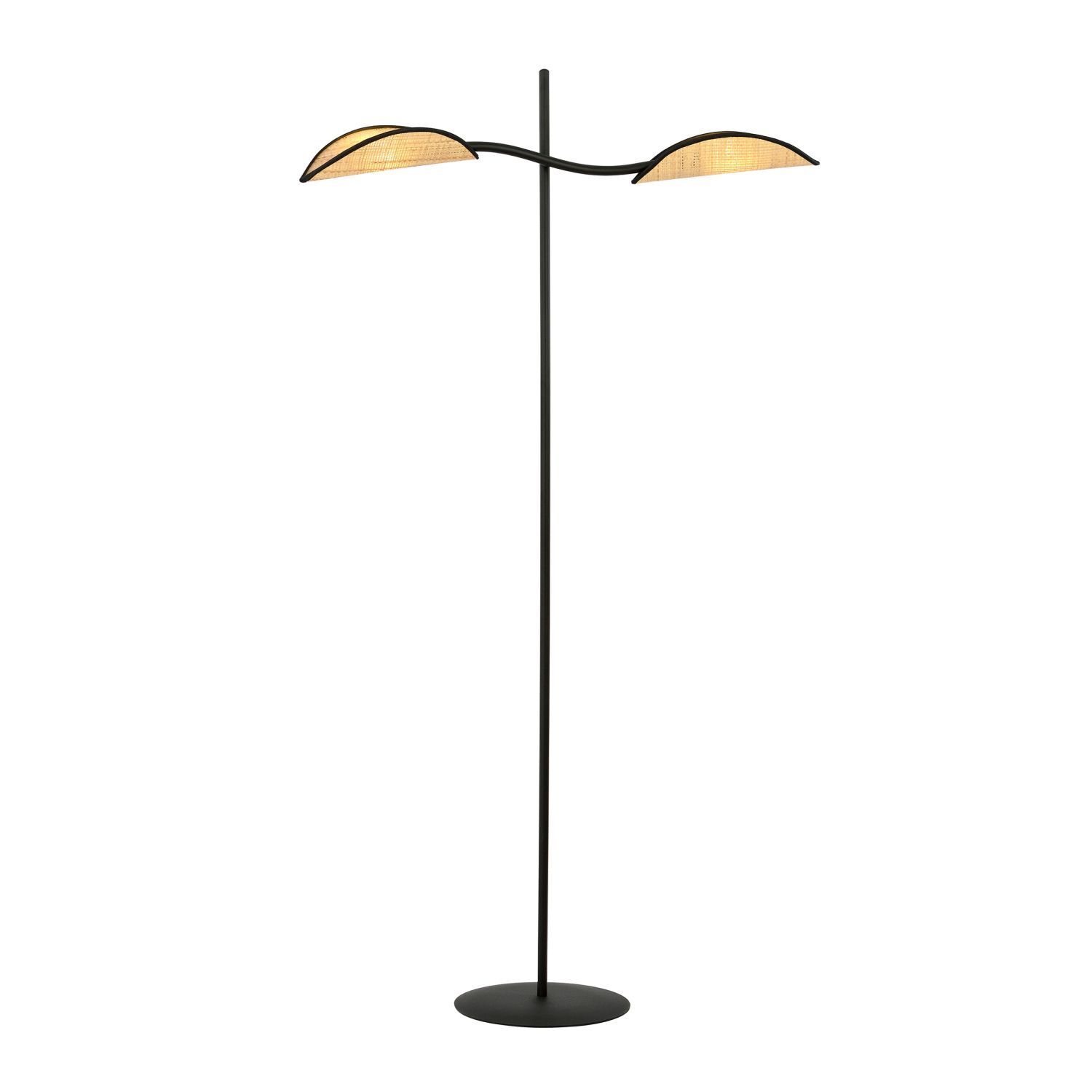 Lampadaire Noir Naturel 150 cm Métal Rotin Moderne pivotant