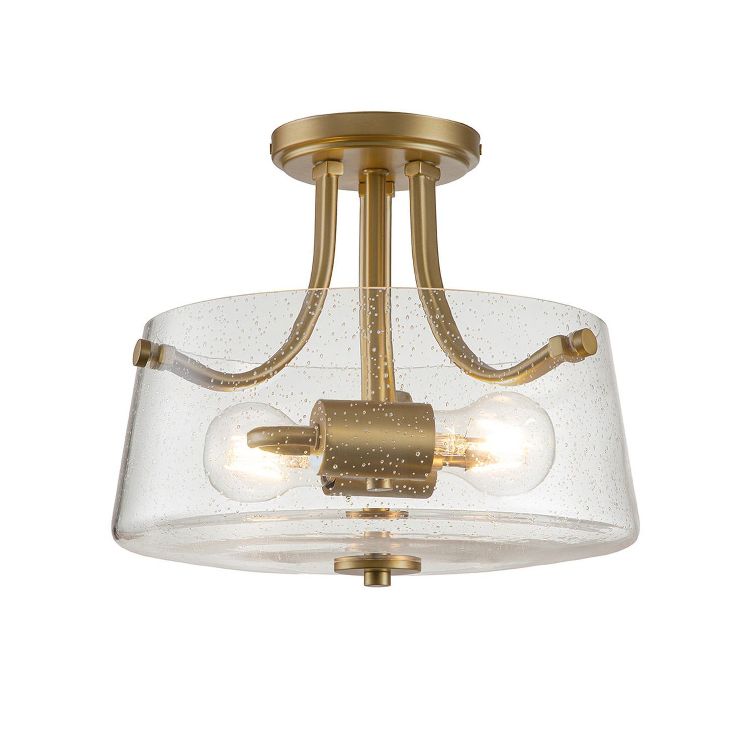 Lampe de plafonnier verre abat-jour Ø 31,3 cm en laiton brossé