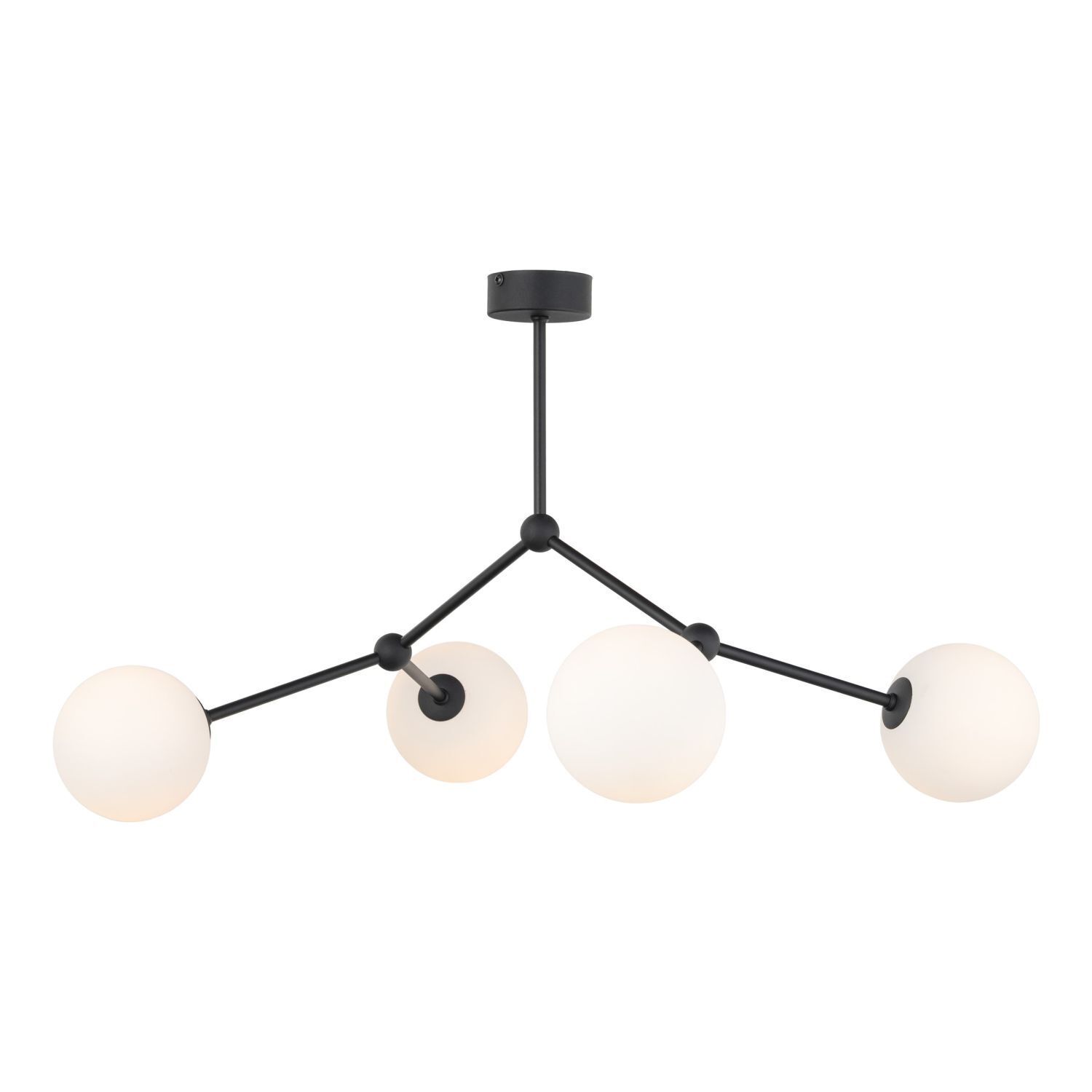 Plafonnier Abat-jour sphérique Noir Blanc Métal Verre