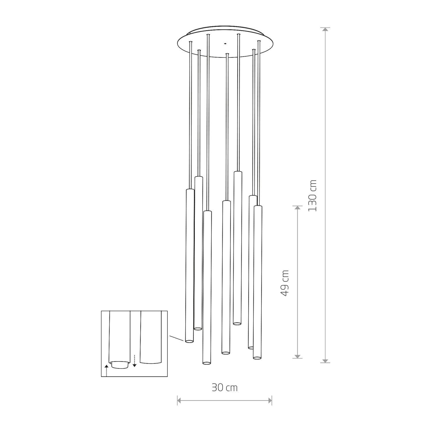 Suspension métal ajustable 7 flammes G9 Moderne CULT