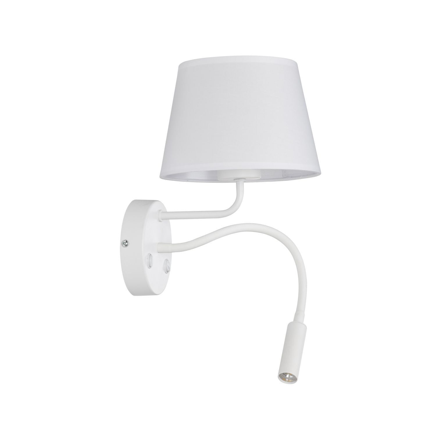Wandleuchte Schwanenhals Schalter H: 50 cm Metall Stoff Lampe, Lampenschirm