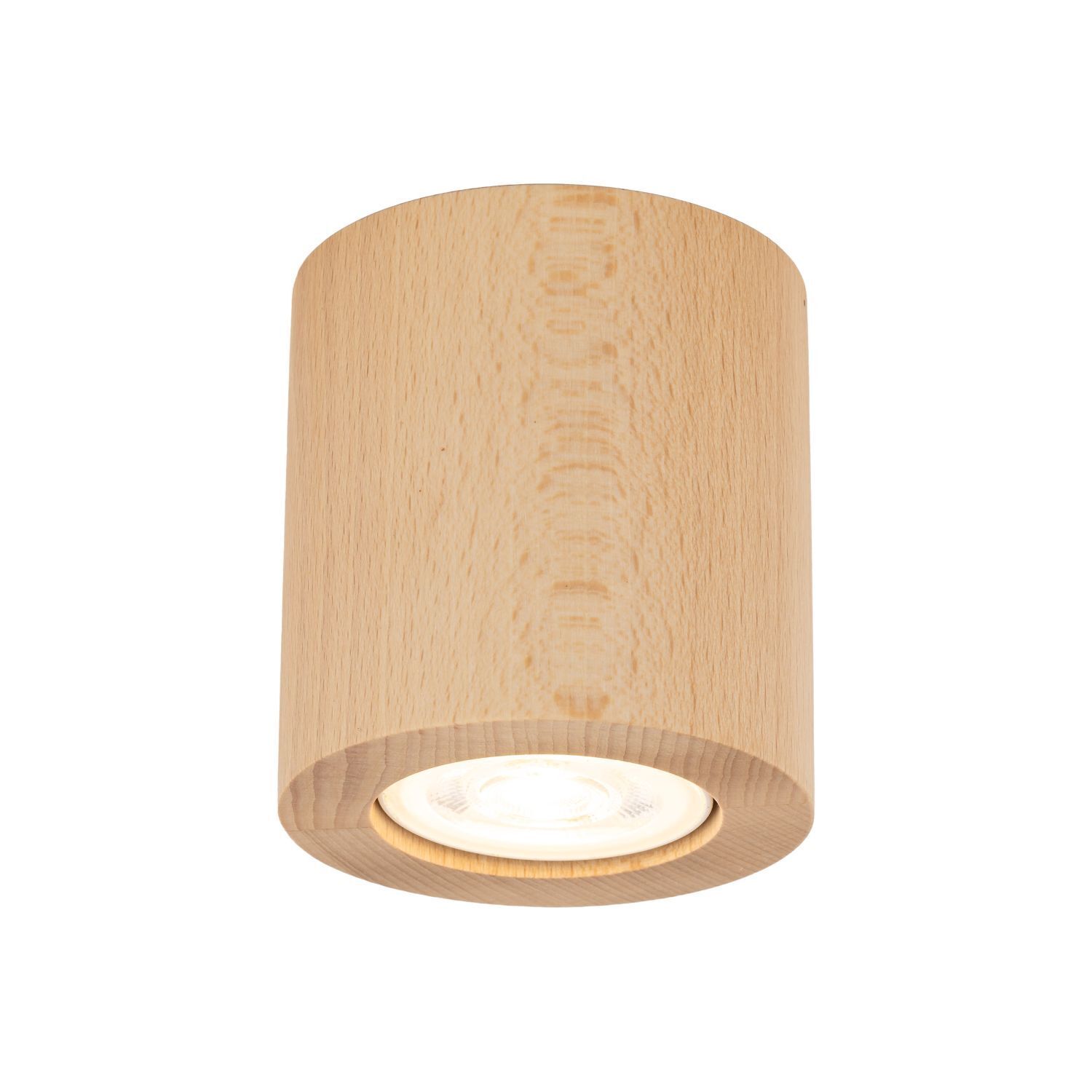 Spot de plafond en bois GU10 Ø 8 cm rond H : 8,5 cm en hêtre Deckenleuchte, Lampe